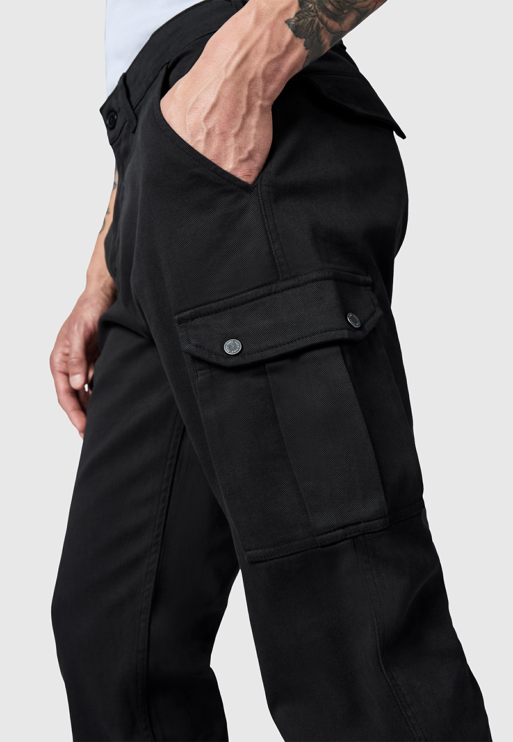 Lange Cargo-Hose "Siwas" Straight Fit Void Black