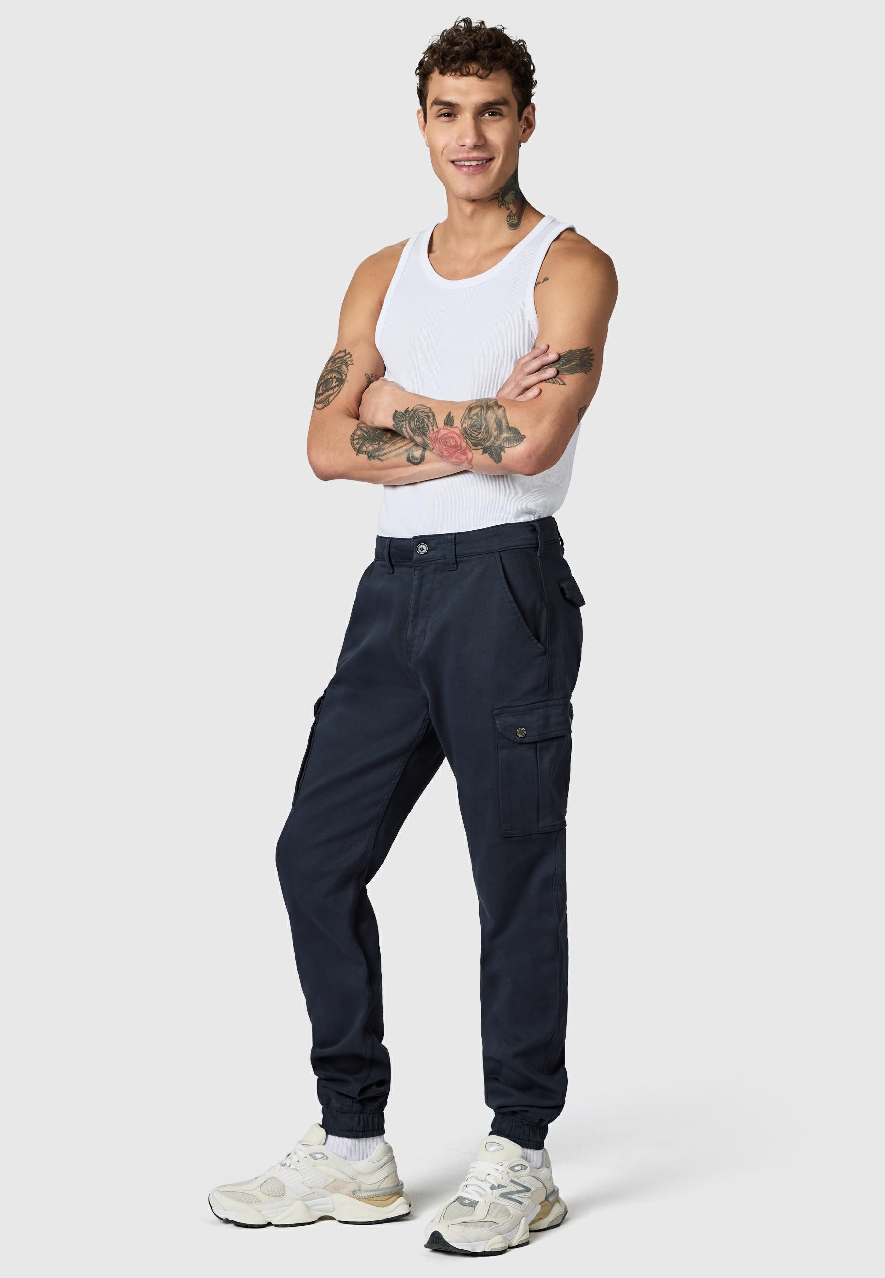 Lange Cargo-Hose "Siwas" Straight Fit Warp Navy