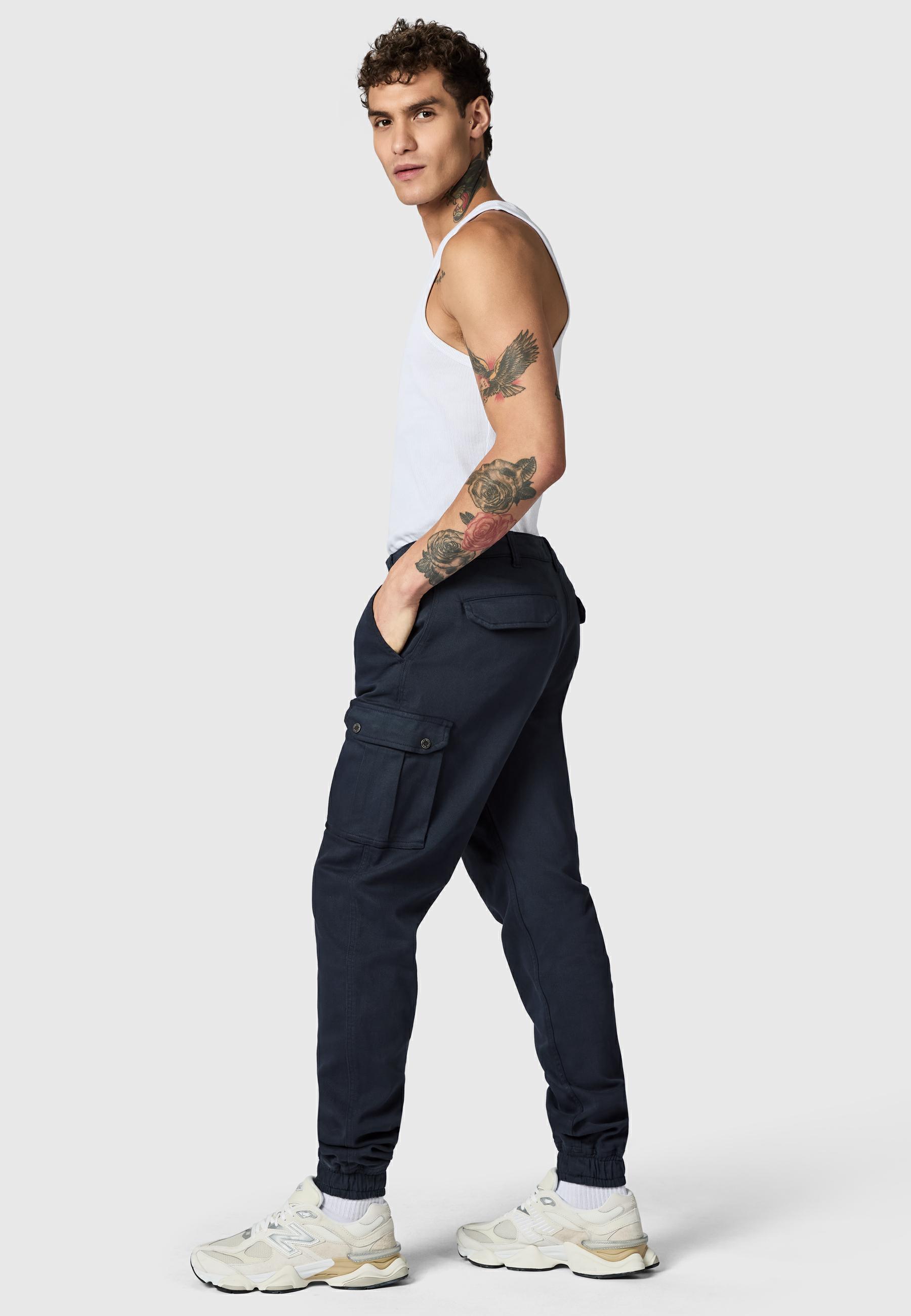 Lange Cargo-Hose "Siwas" Straight Fit Warp Navy