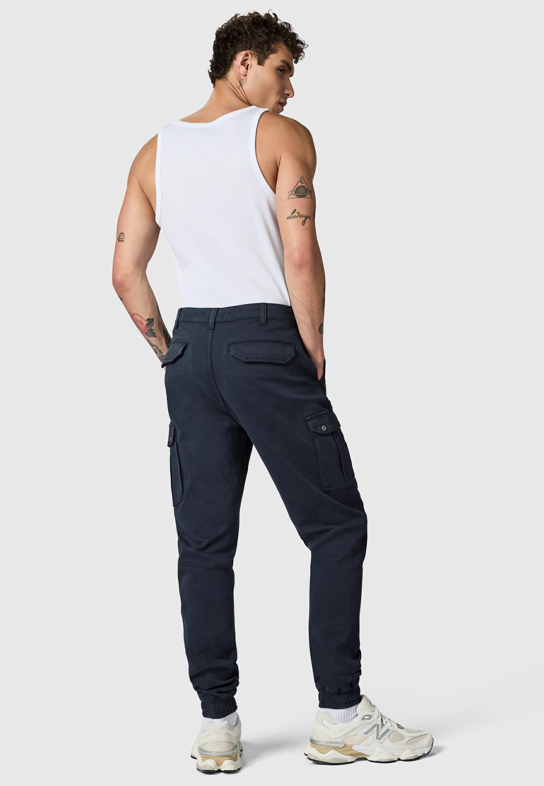 Lange Cargo-Hose "Siwas" Straight Fit Warp Navy