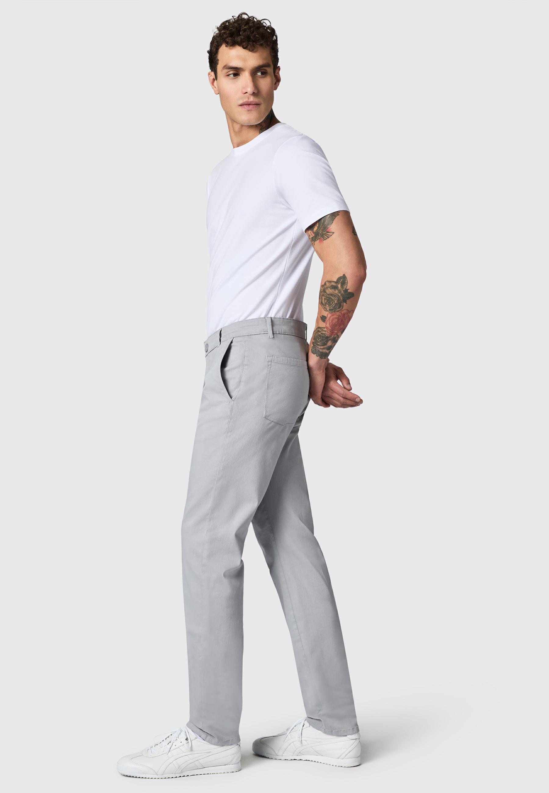 Lange Chino-Hose "Solon" Tapered Fit Meteor Grey