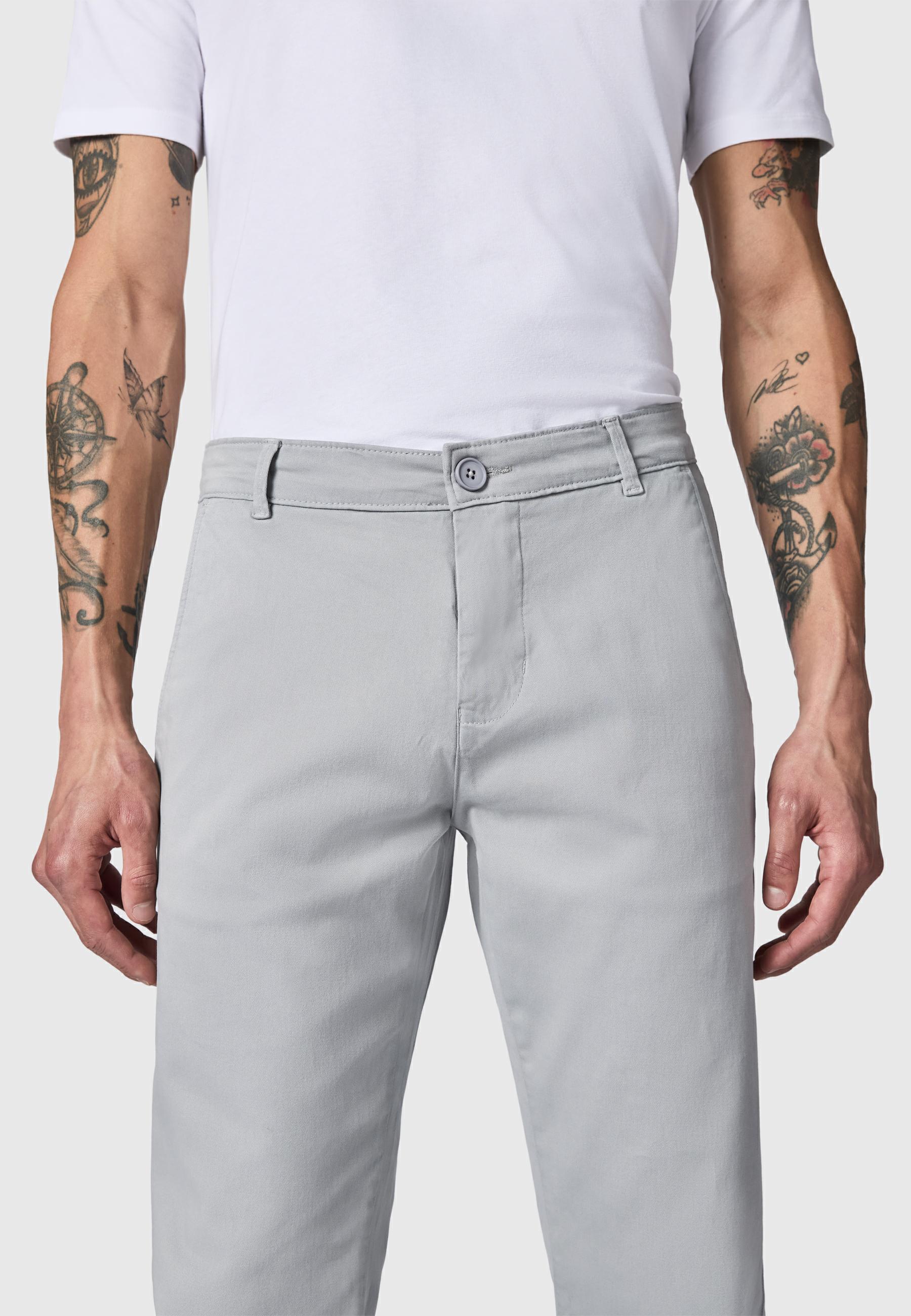 Lange Chino-Hose "Solon" Tapered Fit Meteor Grey