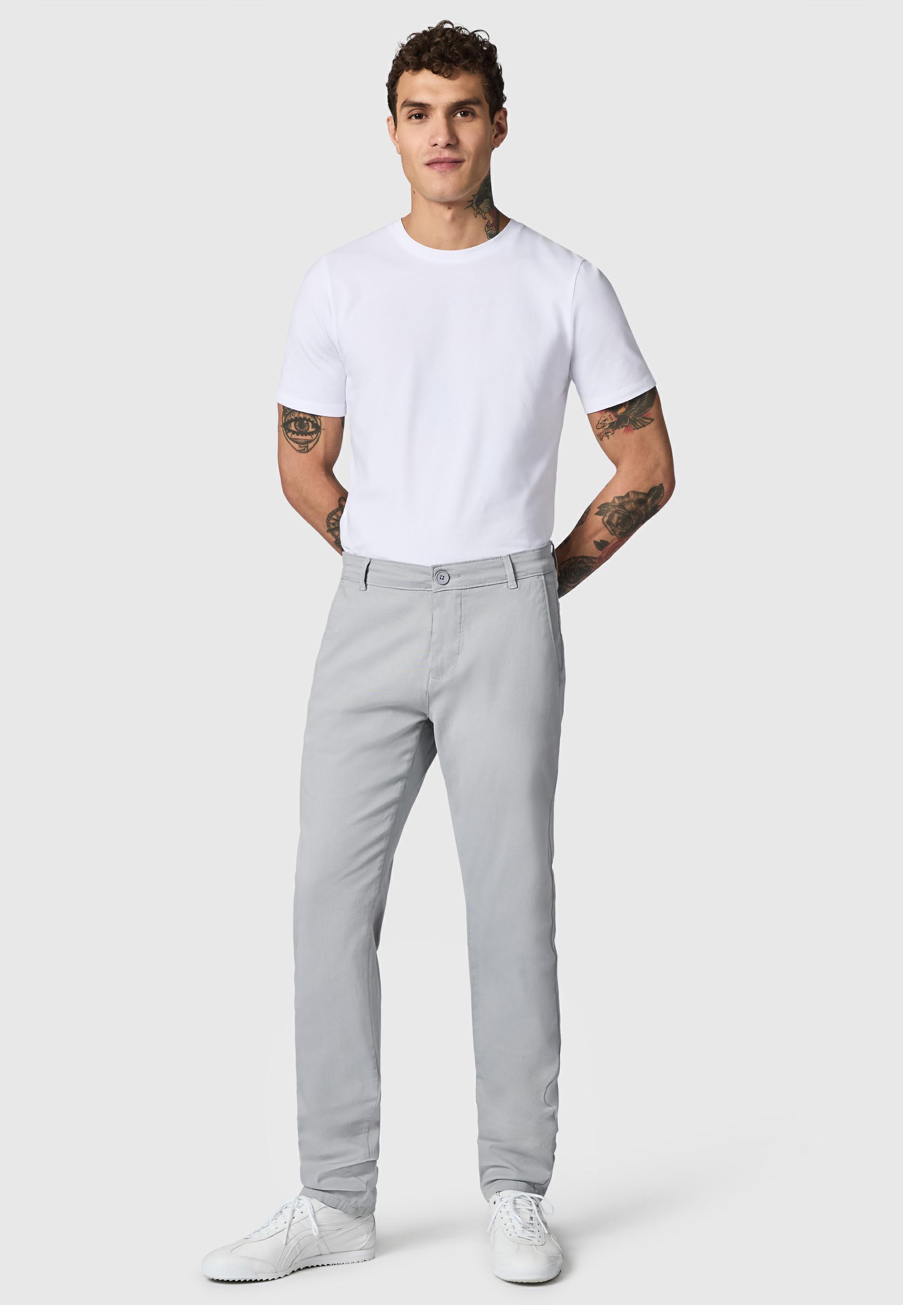 Lange Chino-Hose "Solon" Tapered Fit Meteor Grey