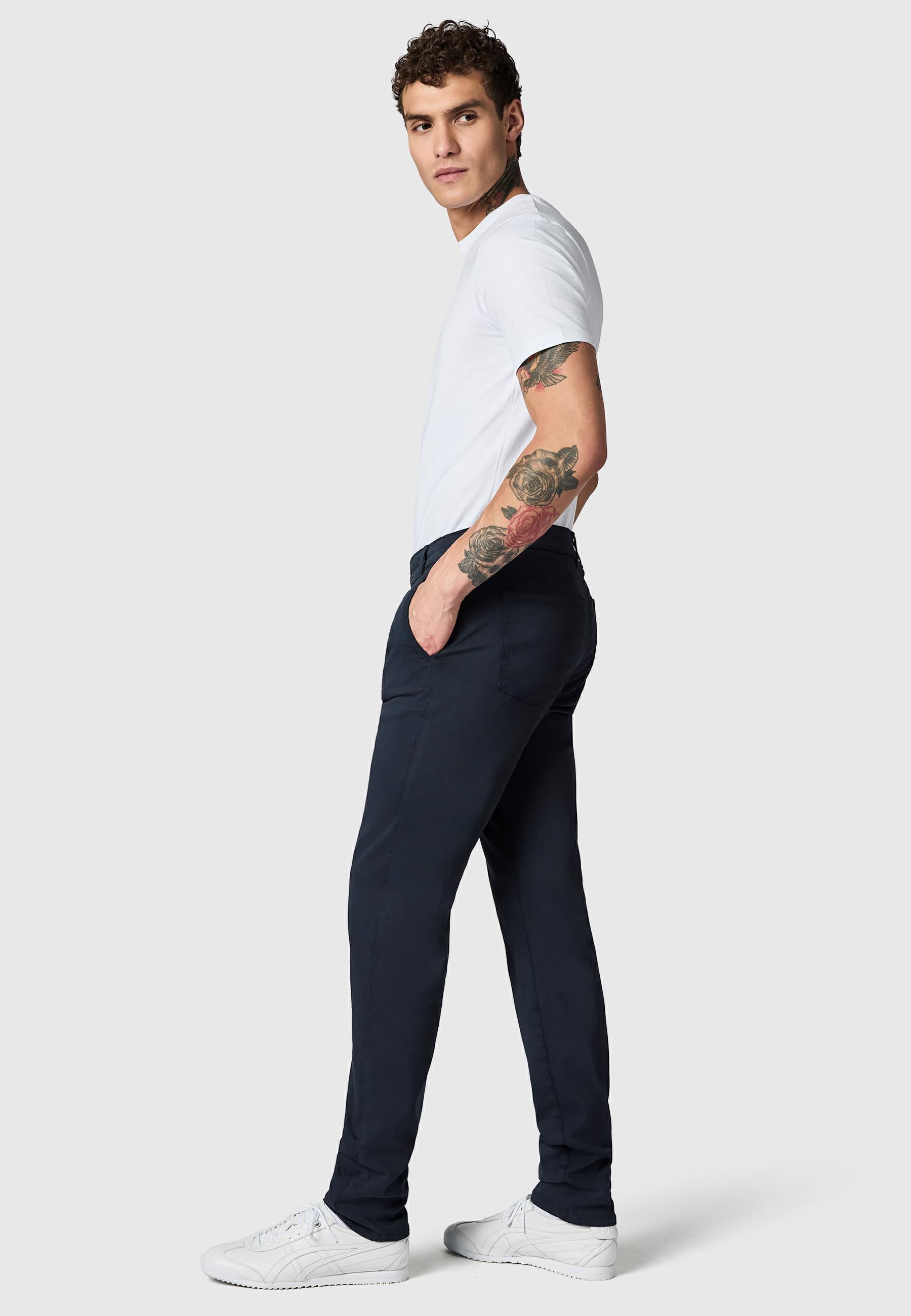 Lange Chino-Hose "Solon" Tapered Fit Warp Navy