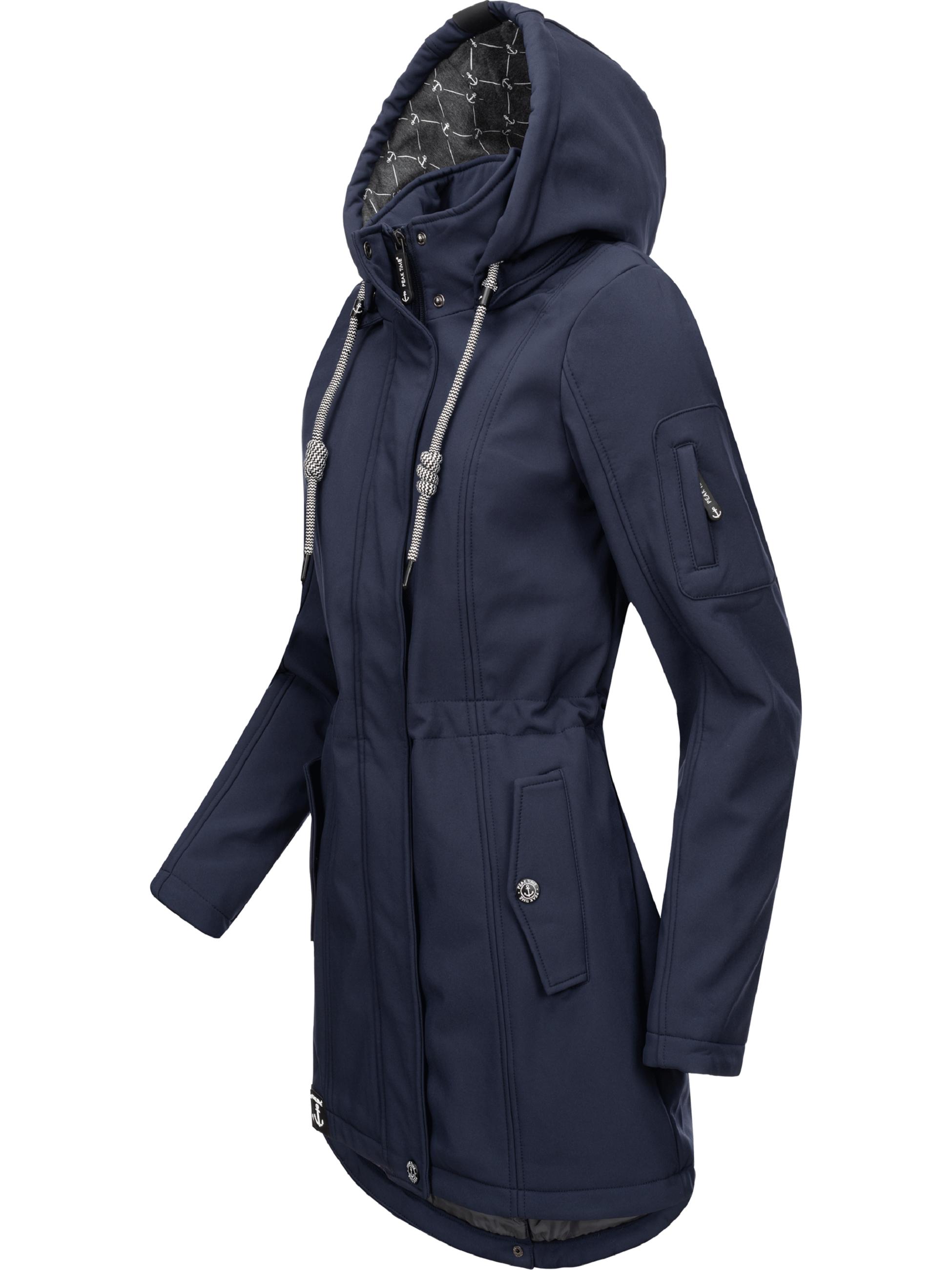 Langer Softshell-Mantel mit Kapuze "L60013" Navy21