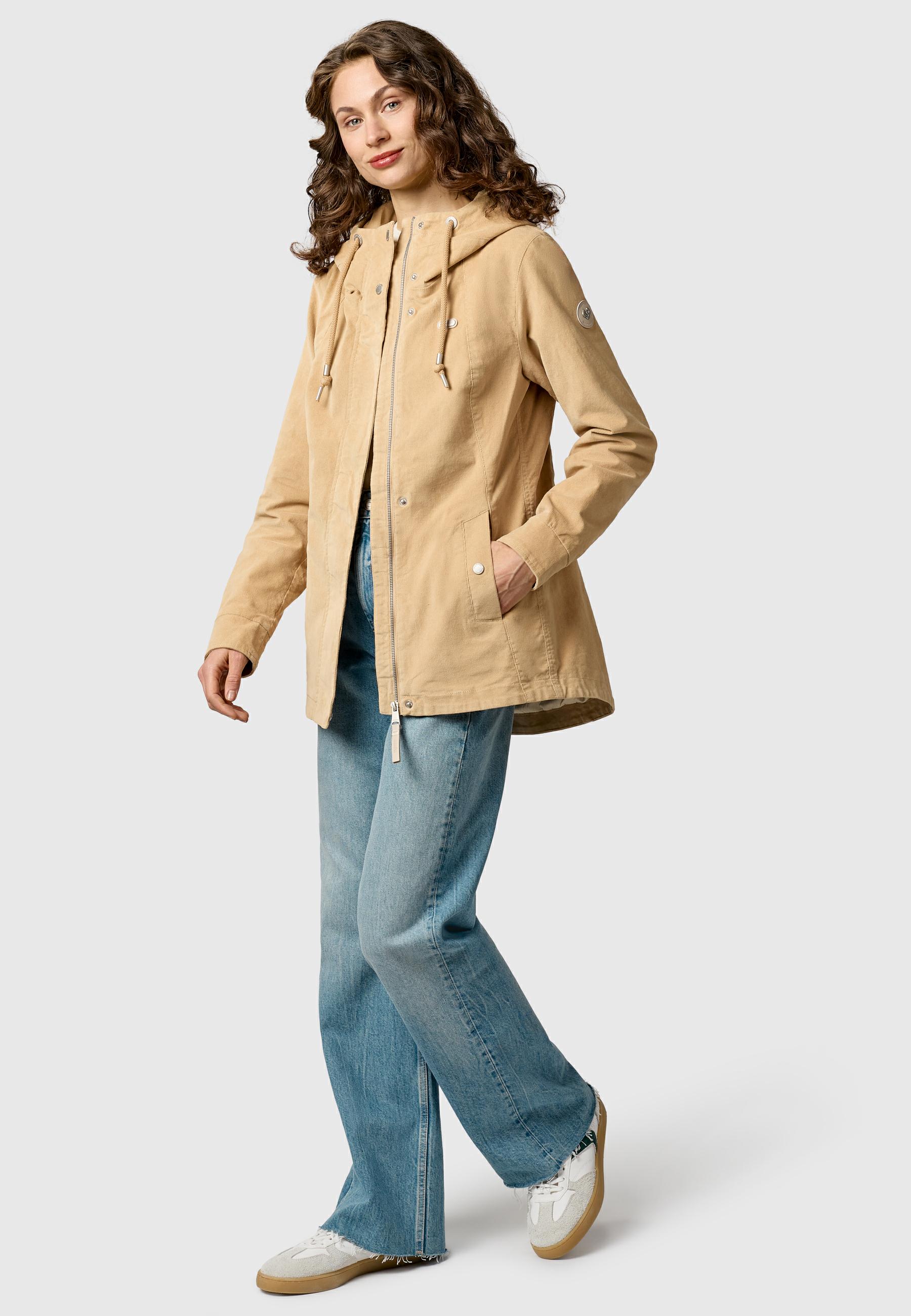 Kordjacke mit verstellbarer Kapuze "Alvena Cordy YOUMODO" Sand