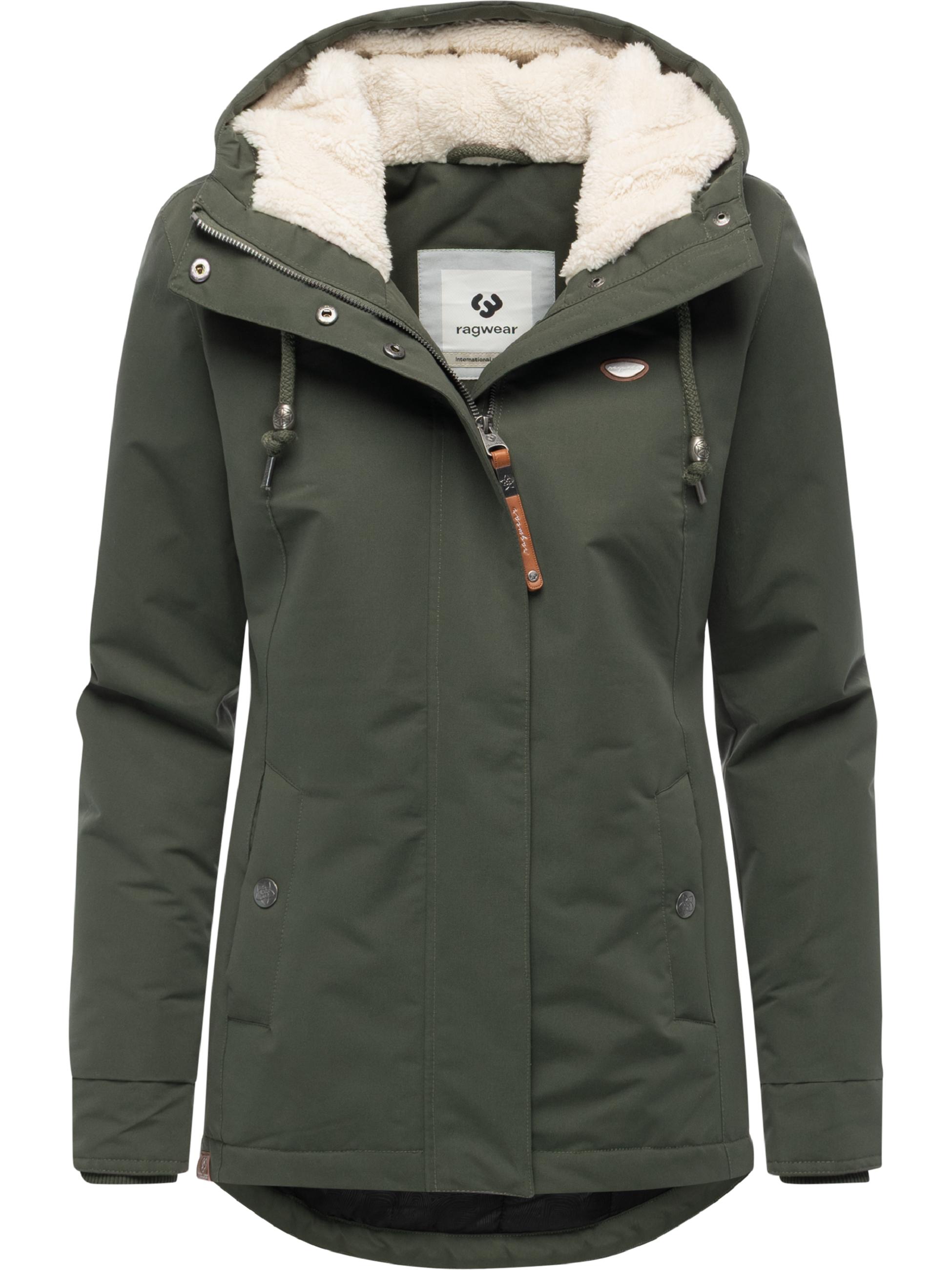 Winter Kurzmantel mit Kapuze "Alvena YOUMODO" Dark Olive