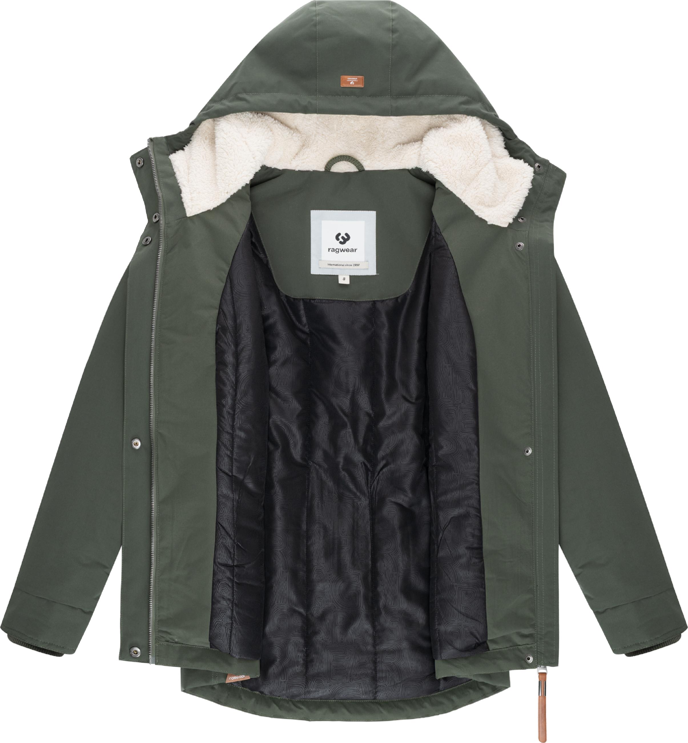 Winter Kurzmantel mit Kapuze "Alvena YOUMODO" Dark Olive