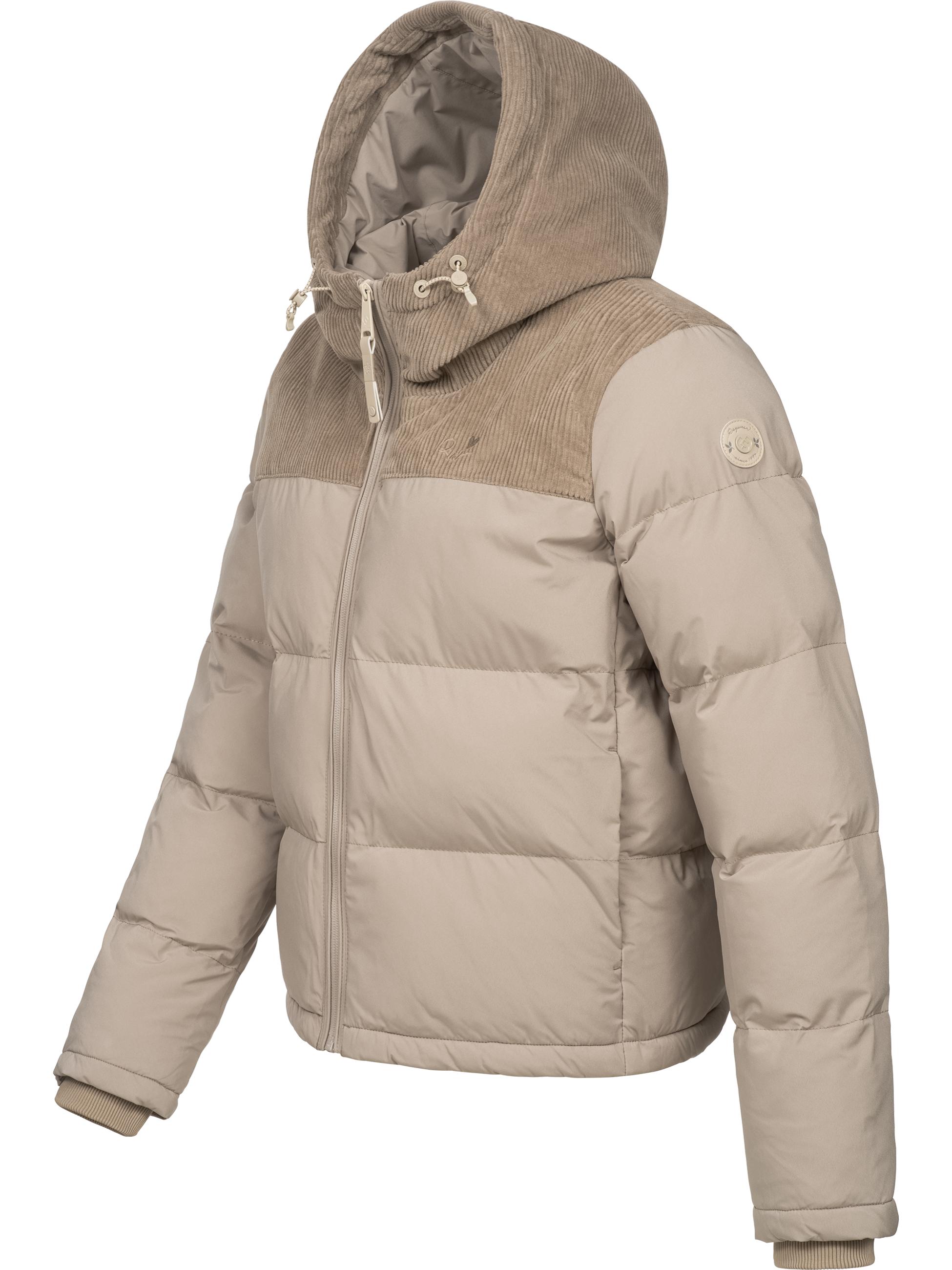 Gesteppte Winterjacke mit Kord-Kapuze "Amazze" Bone