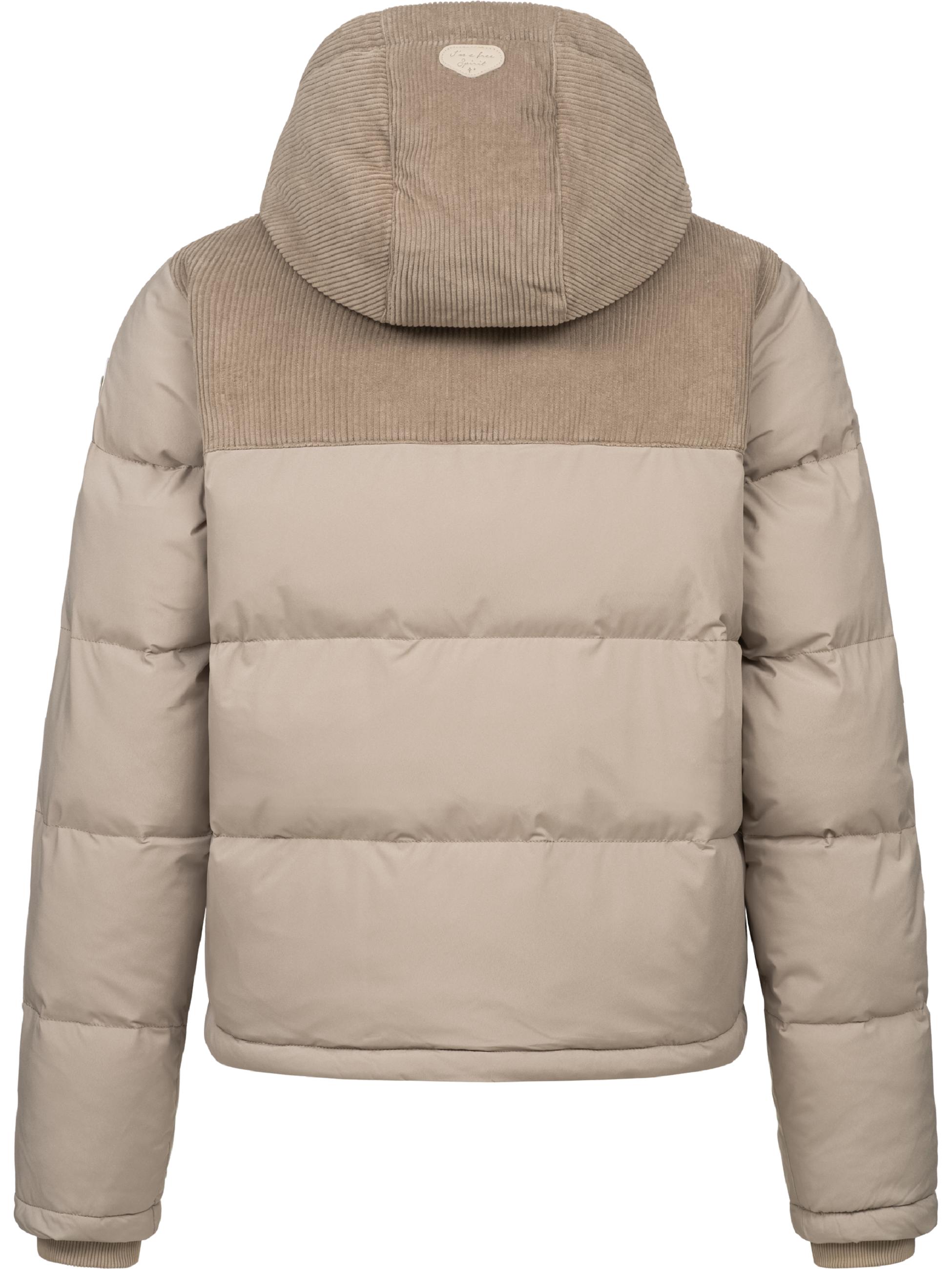 Gesteppte Winterjacke mit Kord-Kapuze "Amazze" Bone