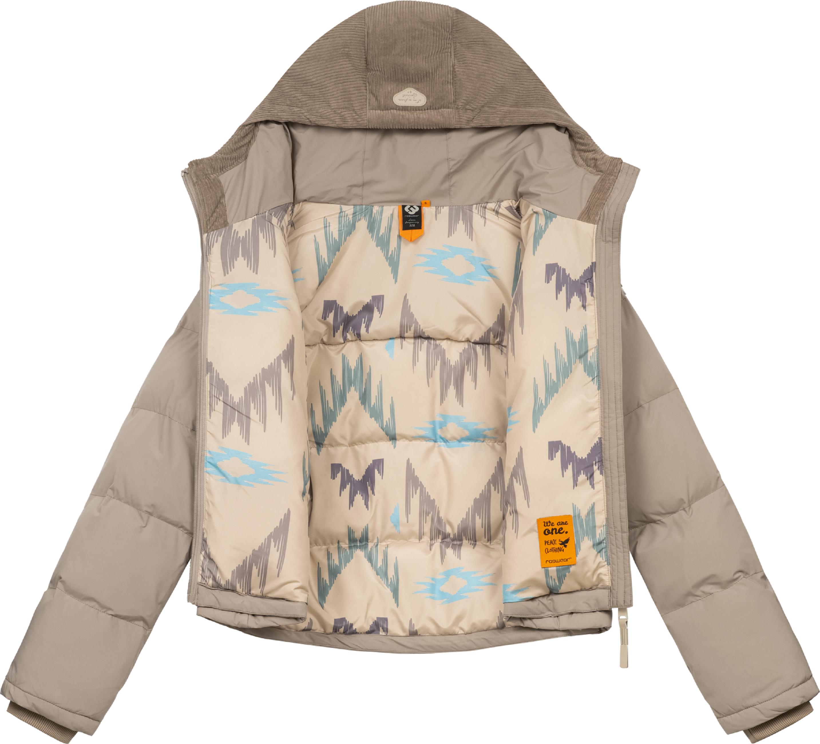 Gesteppte Winterjacke mit Kord-Kapuze "Amazze" Bone