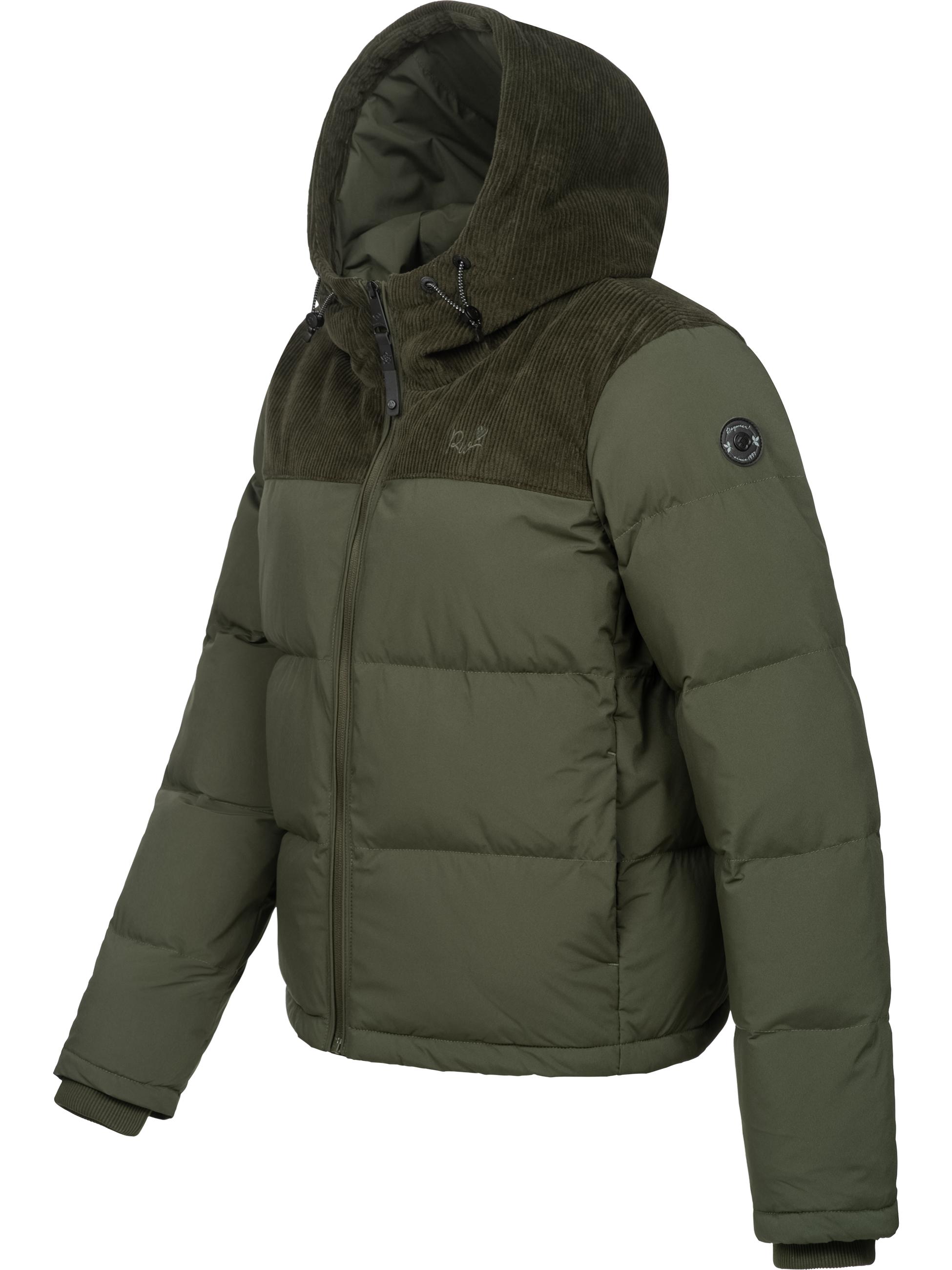 Gesteppte Winterjacke mit Kord-Kapuze "Amazze" Dark Olive