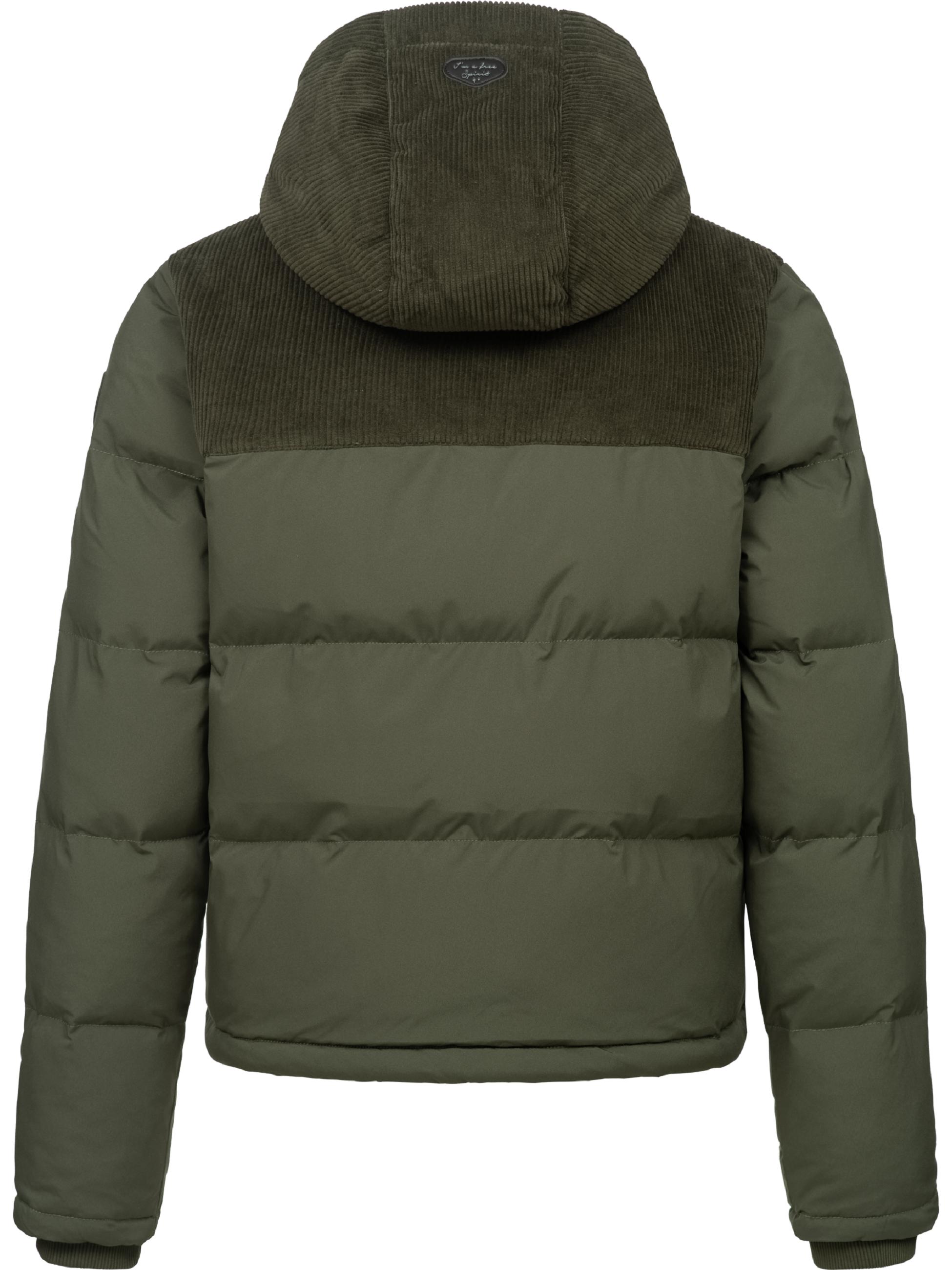 Gesteppte Winterjacke mit Kord-Kapuze "Amazze" Dark Olive