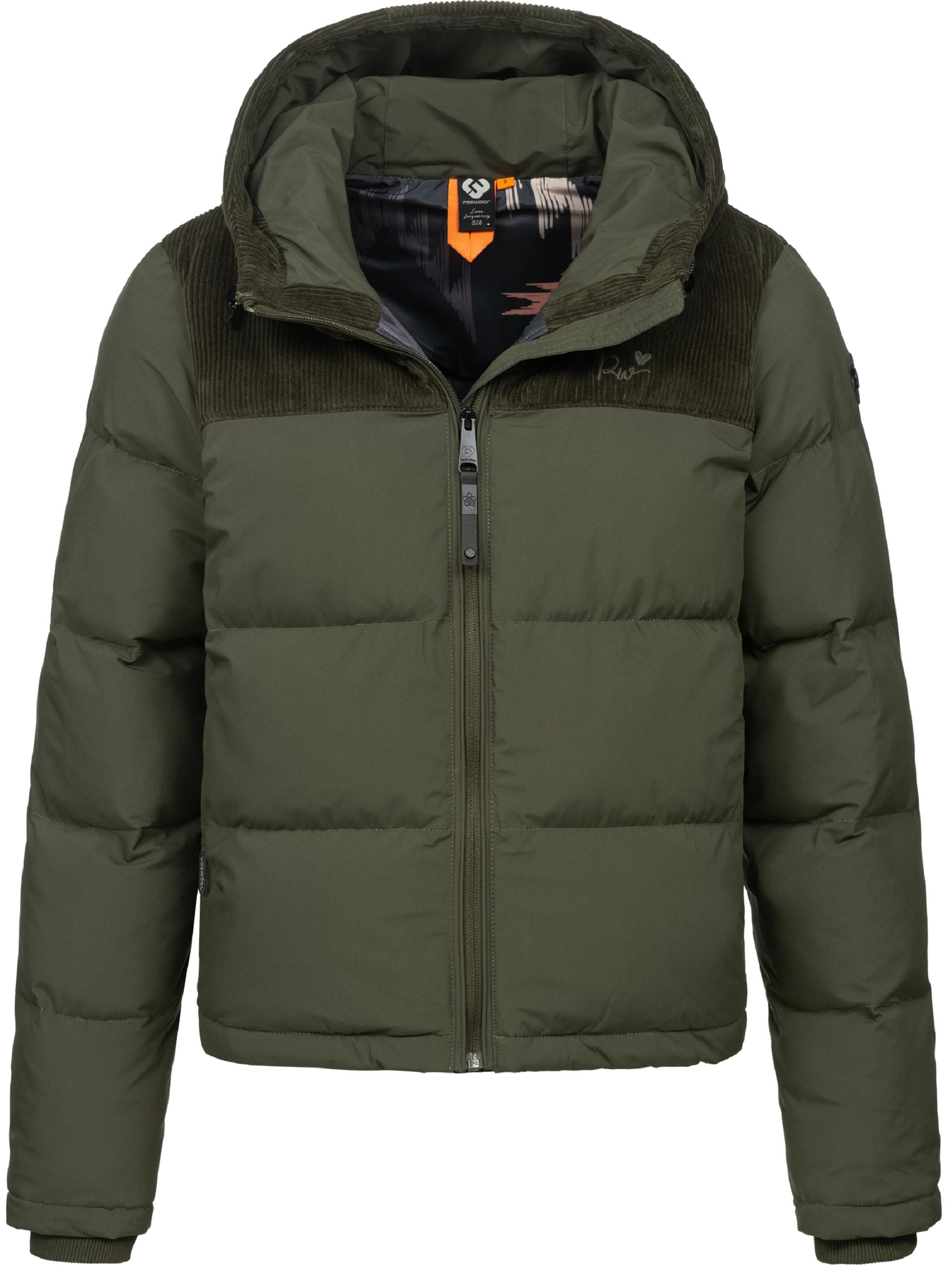 Gesteppte Winterjacke mit Kord-Kapuze "Amazze" Dark Olive