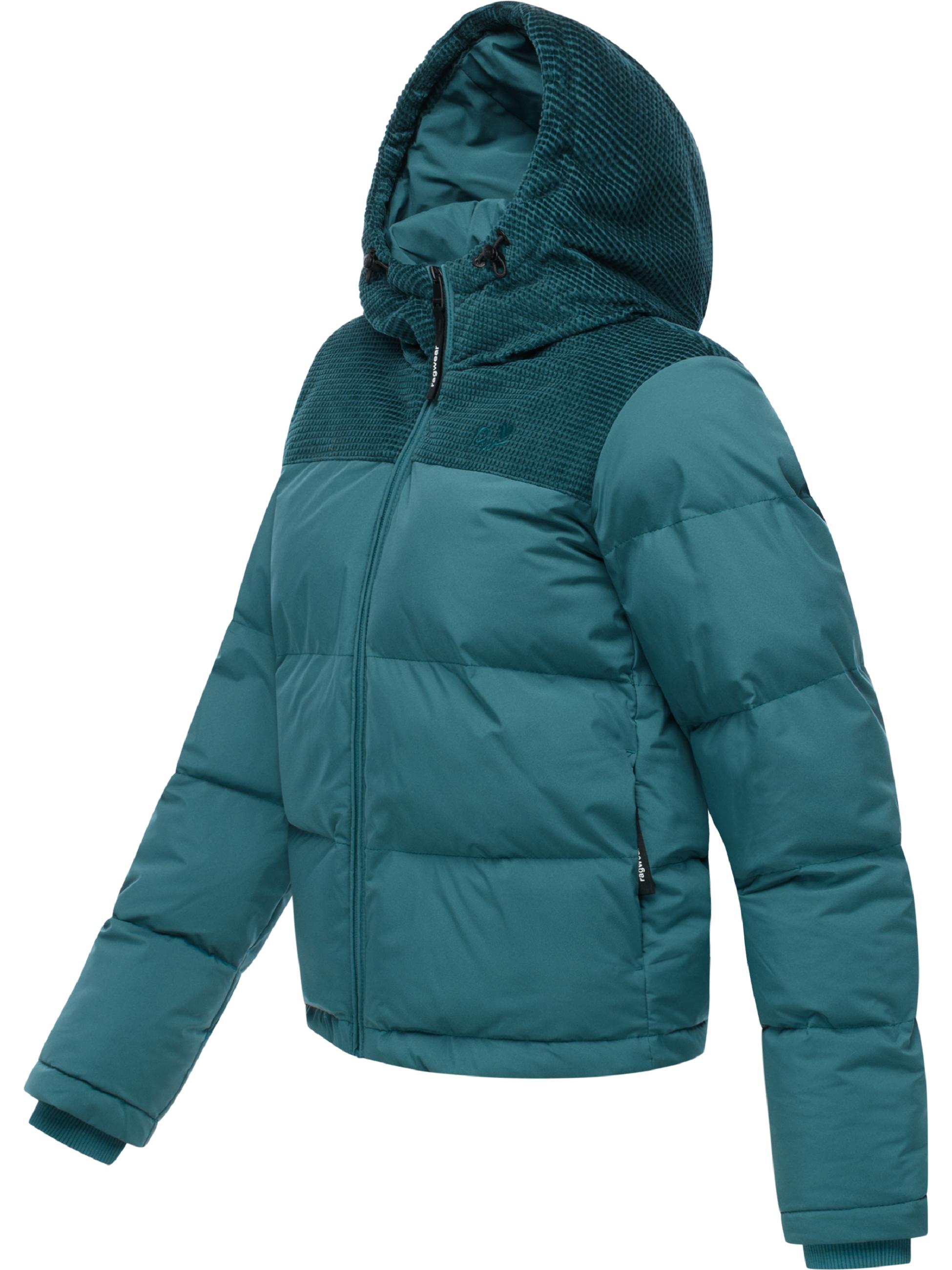 Wasserdichte Winterjacke mit Kord-Kapuze "Amazze" Ocean Green25