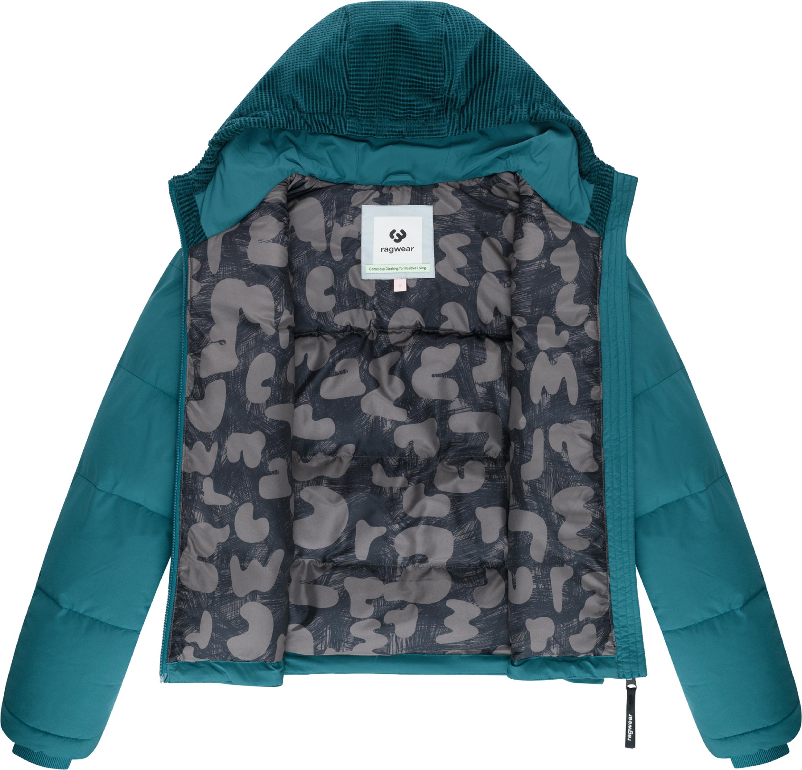 Wasserdichte Winterjacke mit Kord-Kapuze "Amazze" Ocean Green25