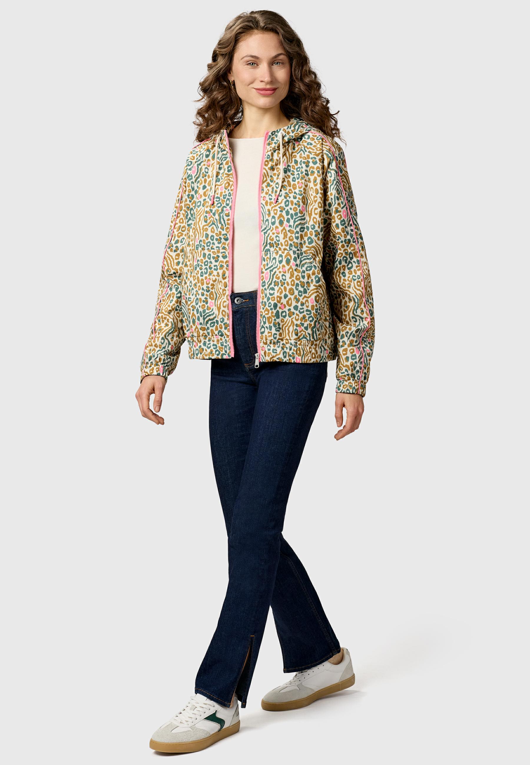 Leichte Funktionsjacke mit verstellbarer Kapuze "Andrin Print" Ecru