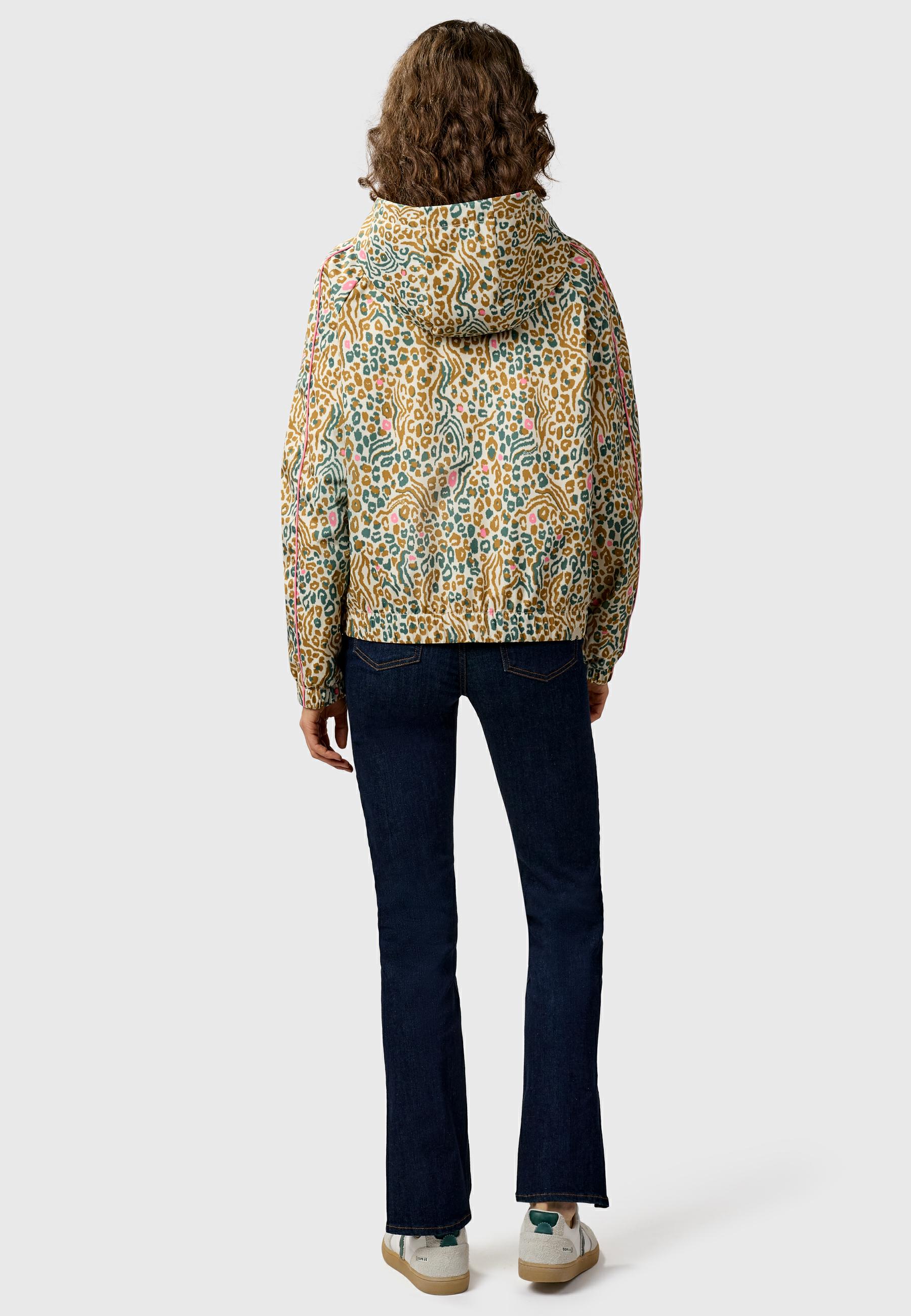 Leichte Funktionsjacke mit verstellbarer Kapuze "Andrin Print" Ecru