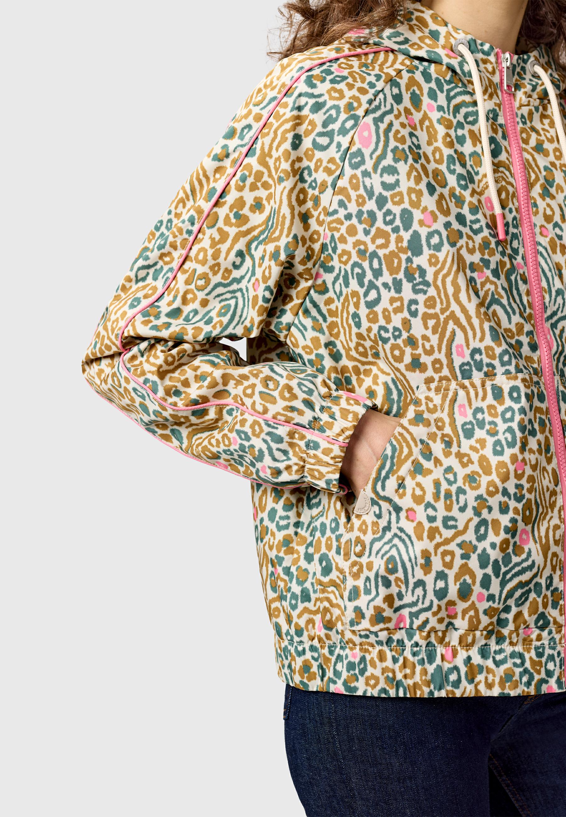 Leichte Funktionsjacke mit verstellbarer Kapuze "Andrin Print" Ecru