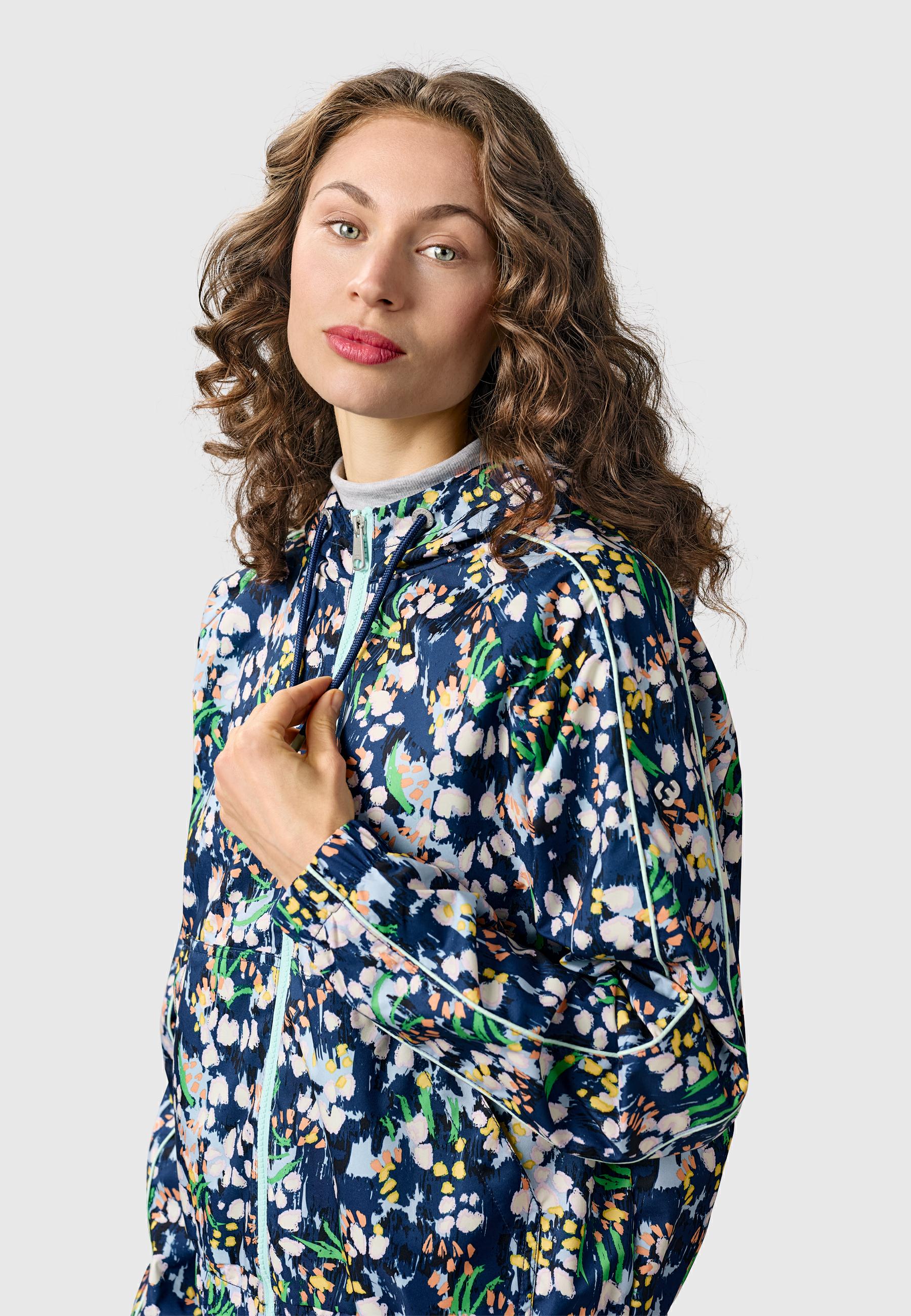 Leichte Funktionsjacke mit verstellbarer Kapuze "Andrin Print" Night Blue