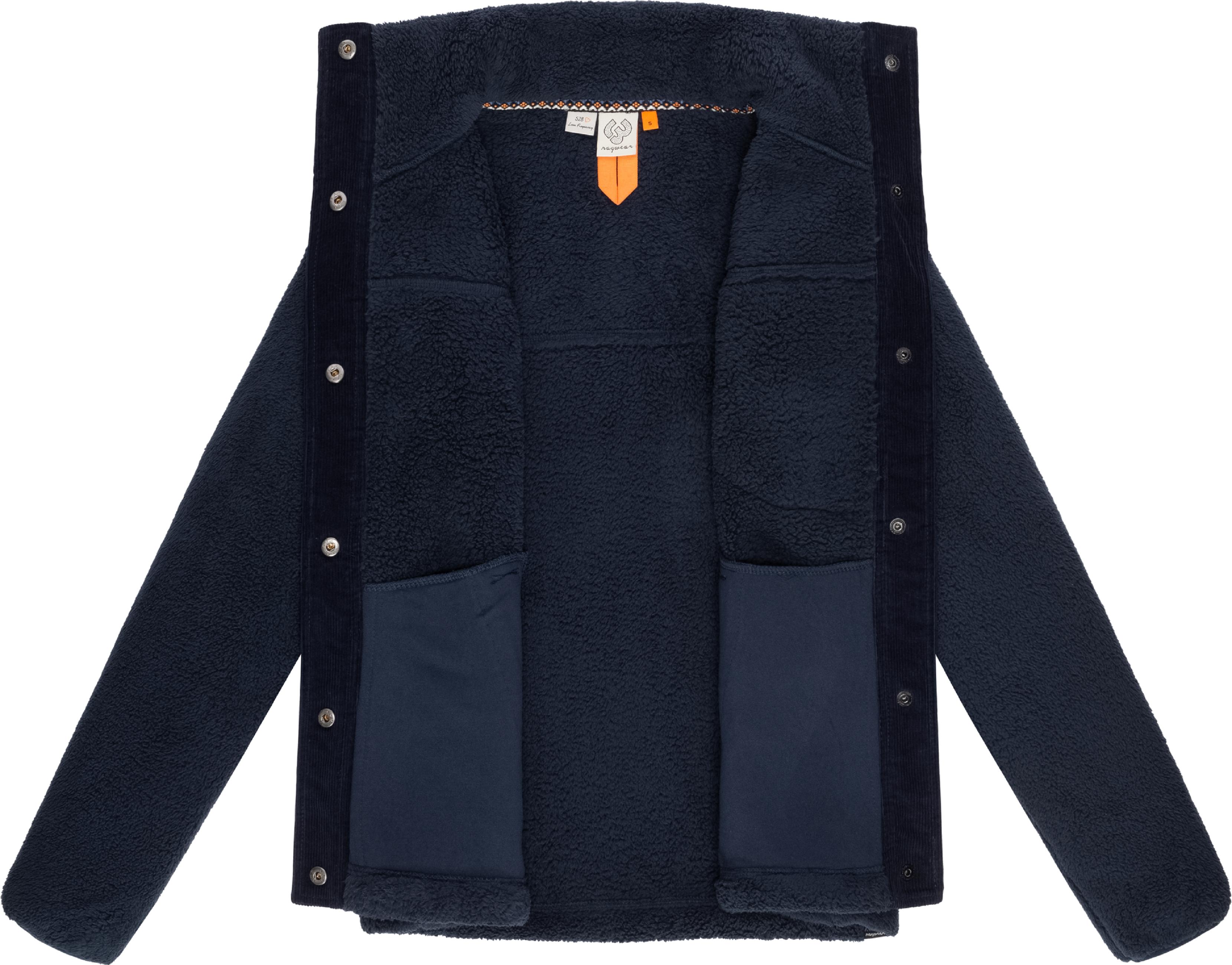 Plüschjacke mit Kord-Brusttasche "Appopis Block" Navy