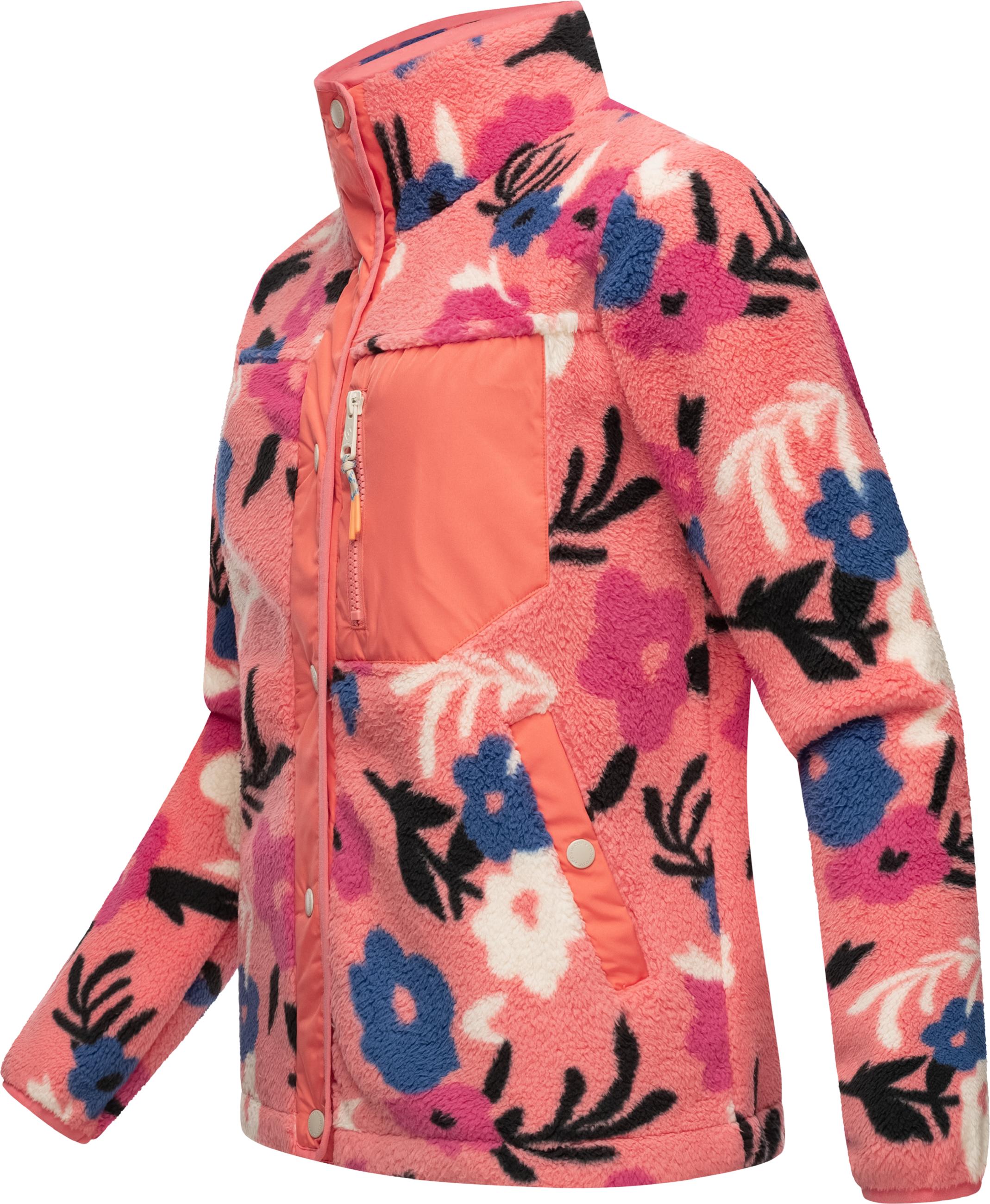 Geblümte Plüschjacke "Appopis Print" Coral