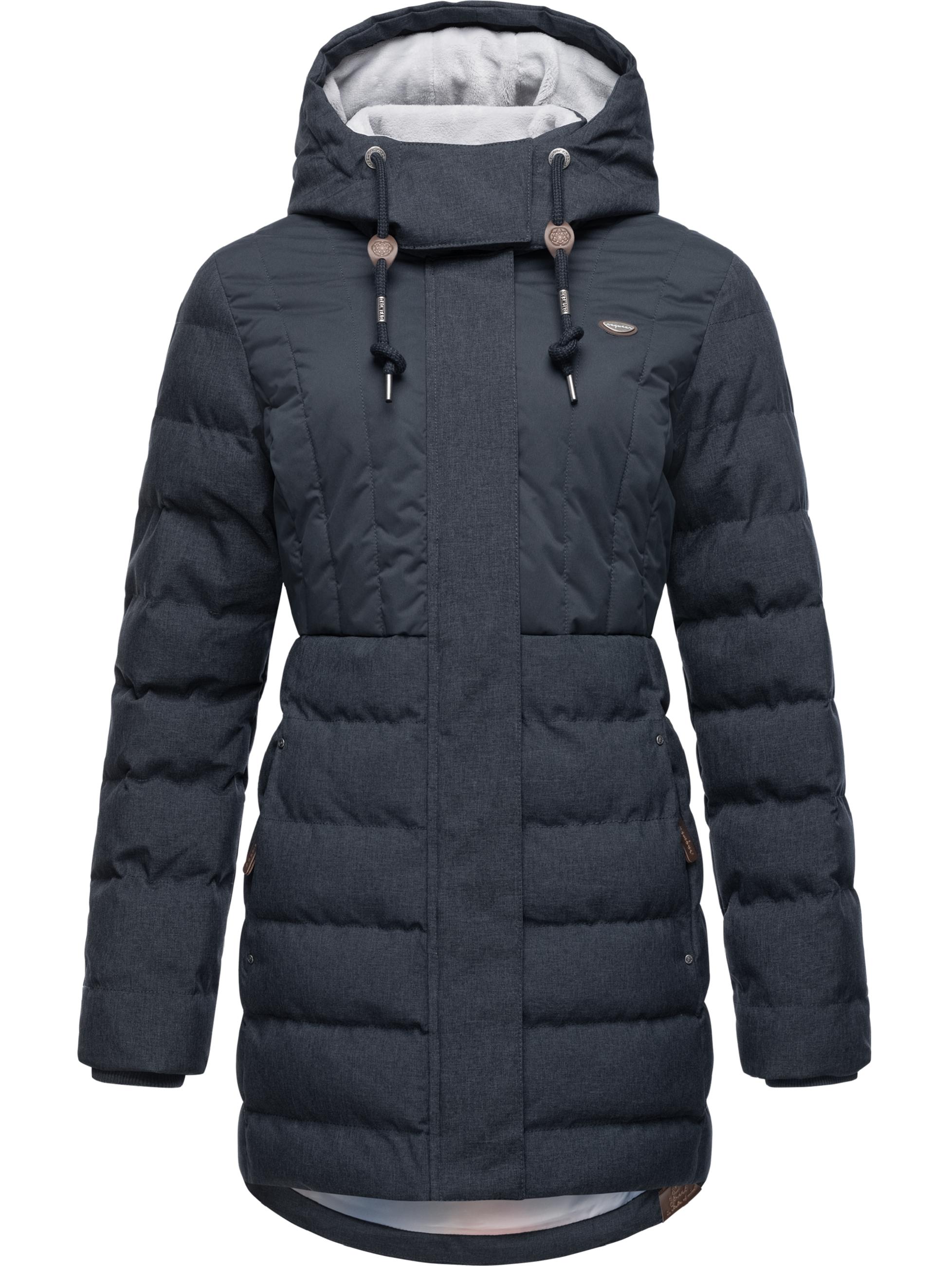 Langer Winter Steppmantel "Ashanta Block" Navy