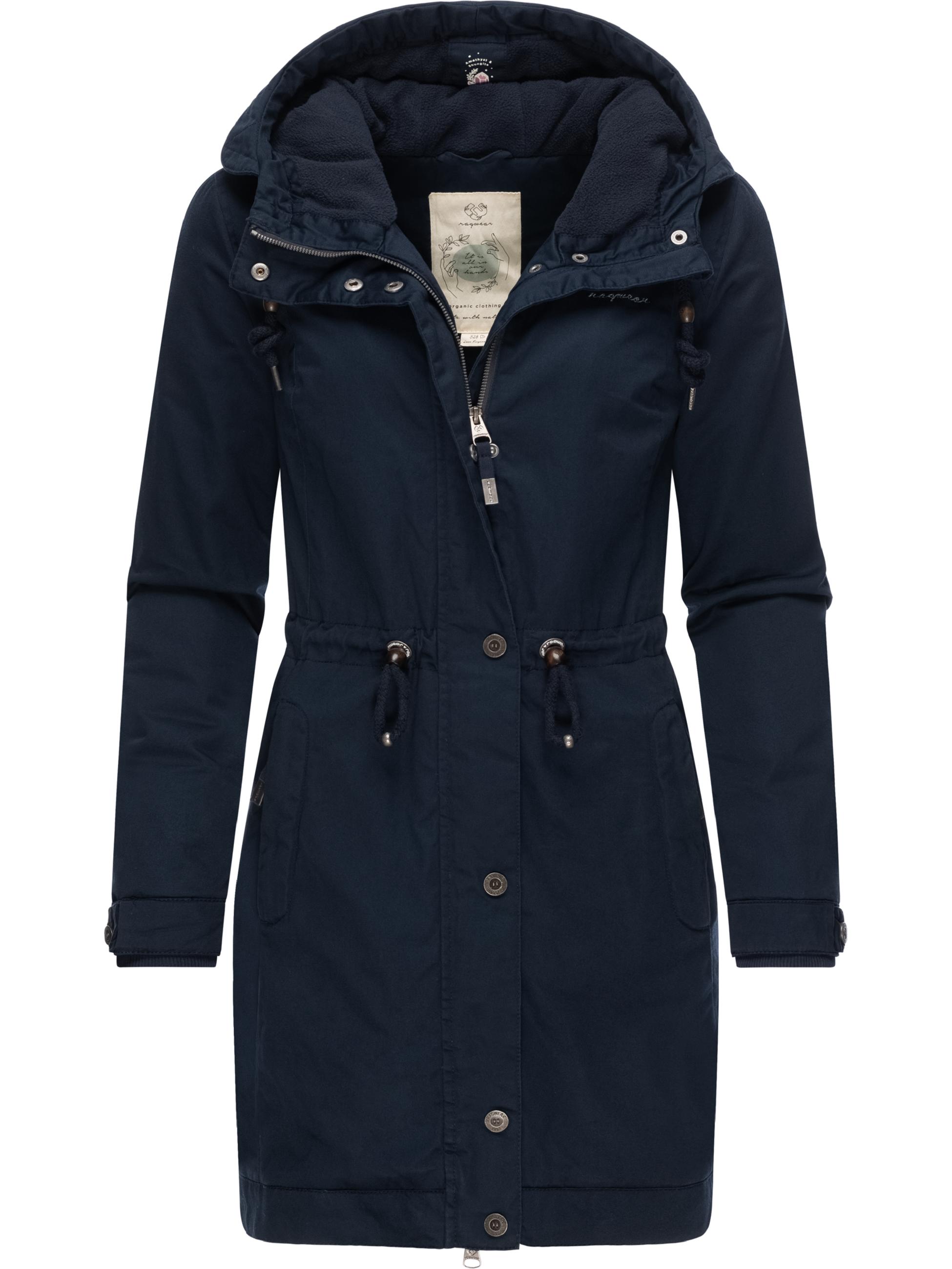 Langer Winterparka mit Kapuze "Aurorie Crystal Organic" Navy