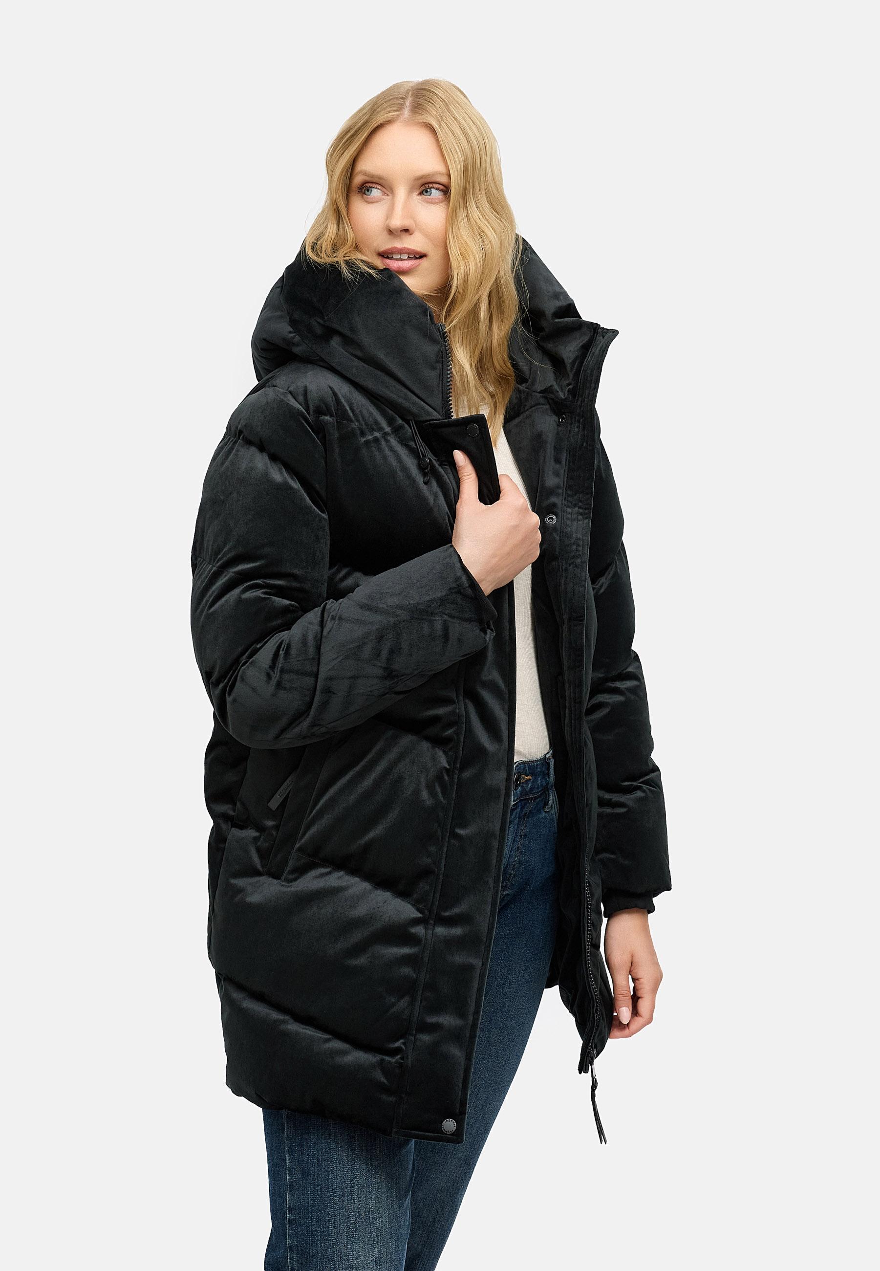 Winter Kurzmantel aus Samt "Avelin Velvet YOUMODO" Black