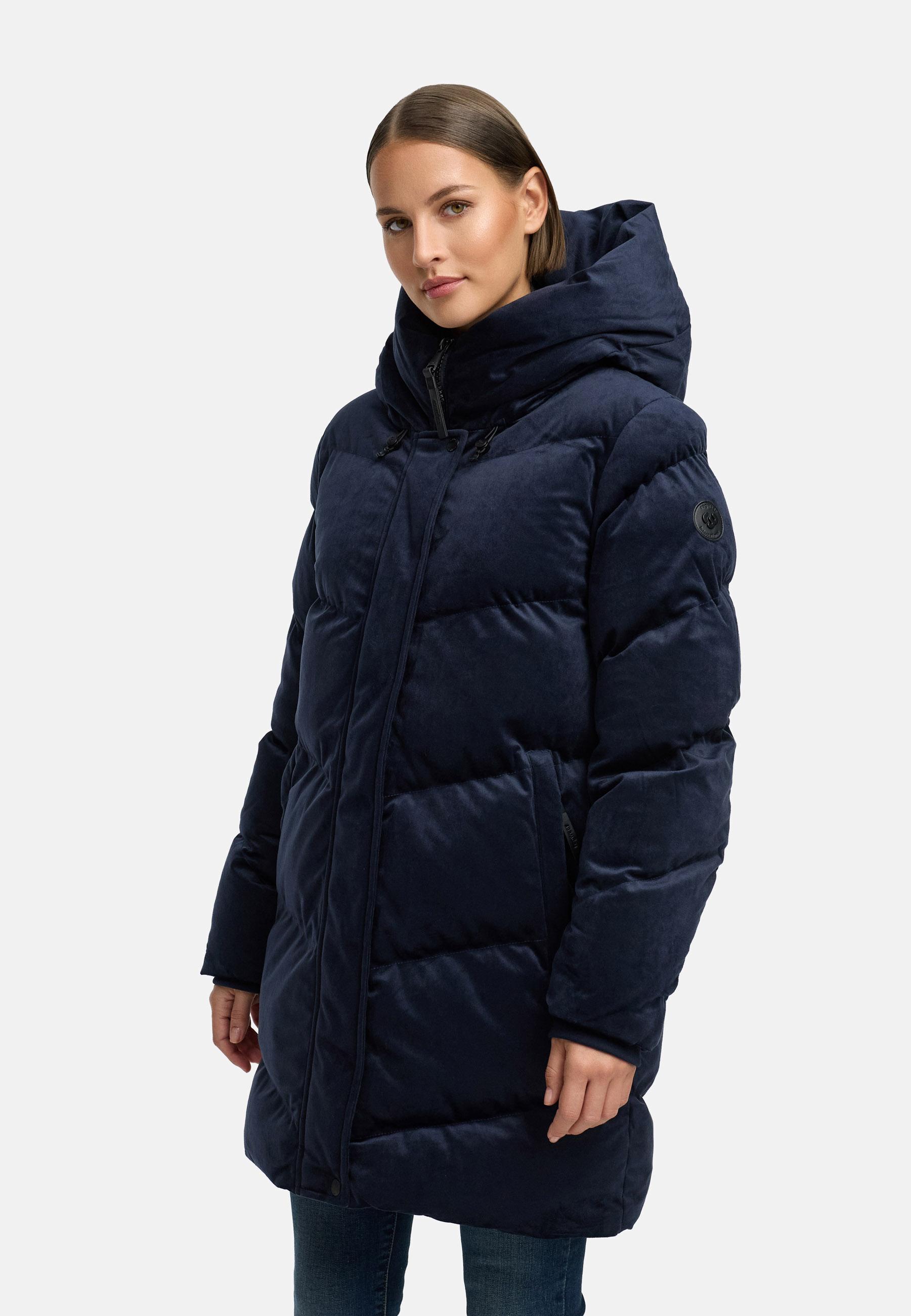 Winter Kurzmantel aus Samtmaterial Teddy-Mantel "Avelin Velvet YOUMODO" Navy