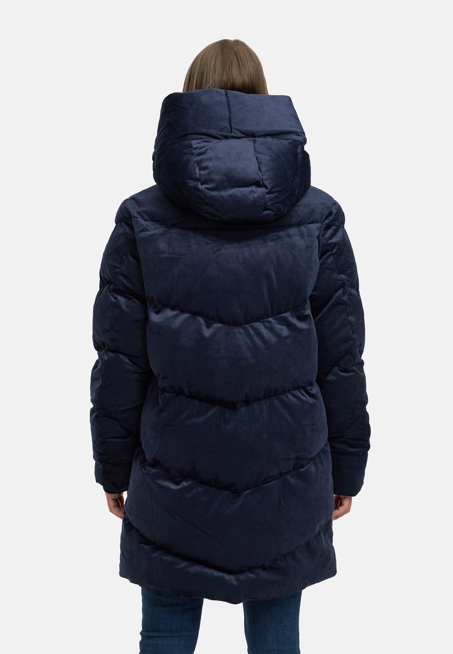 Winter Kurzmantel aus Samtmaterial Teddy-Mantel "Avelin Velvet YOUMODO" Navy