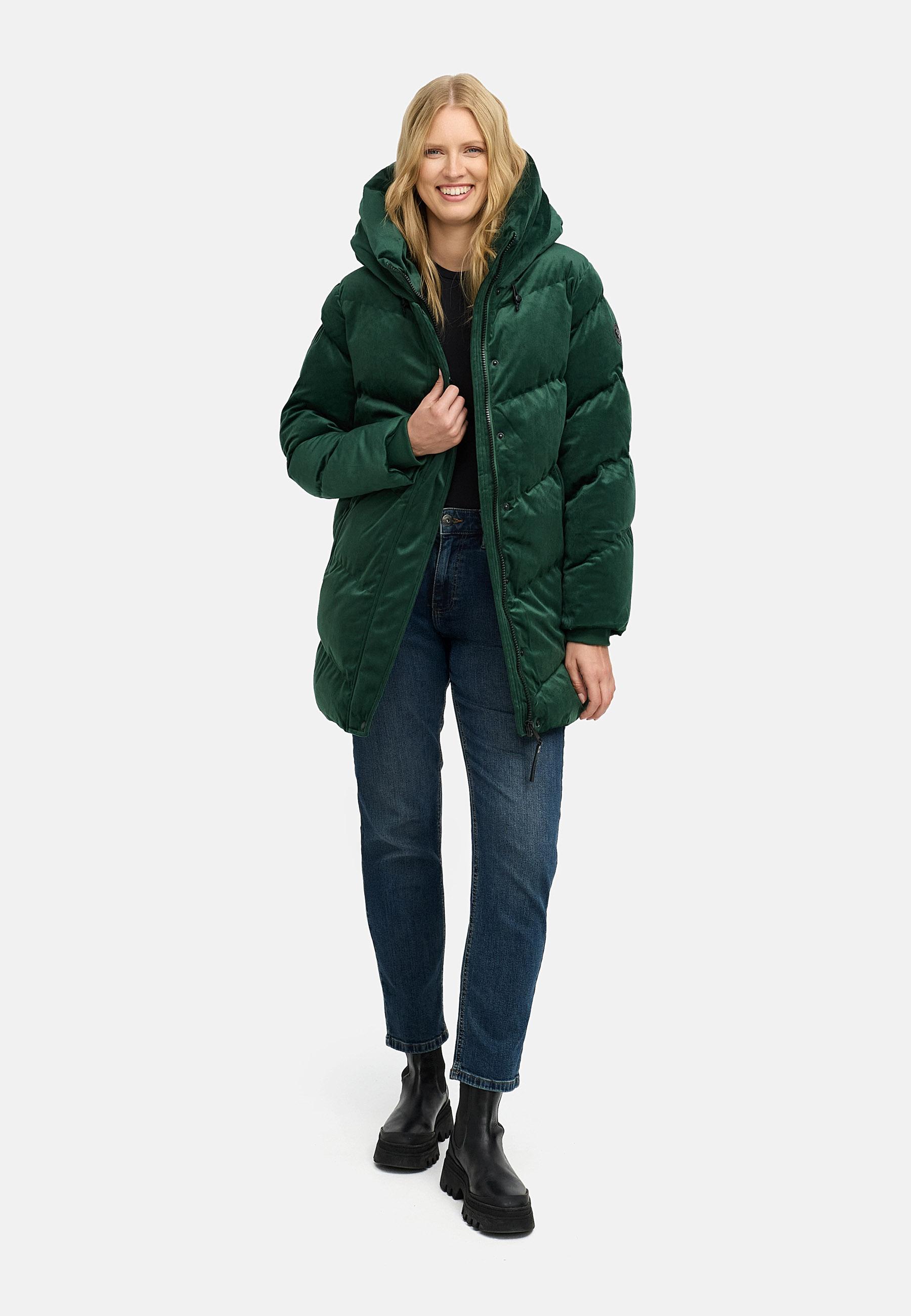 Winter Kurzmantel aus Samt "Avelin Velvet YOUMODO" Pine Green
