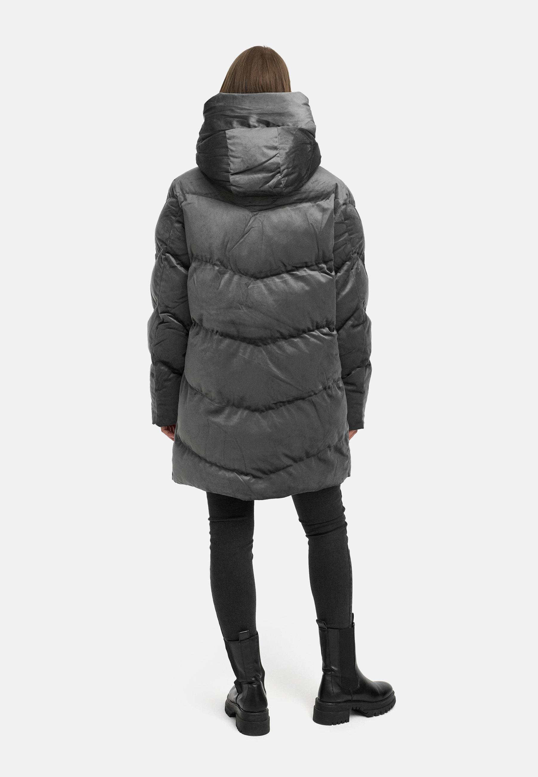 Winter Kurzmantel aus Samtmaterial Teddy-Mantel "Avelin Velvet YOUMODO" Stone Grey