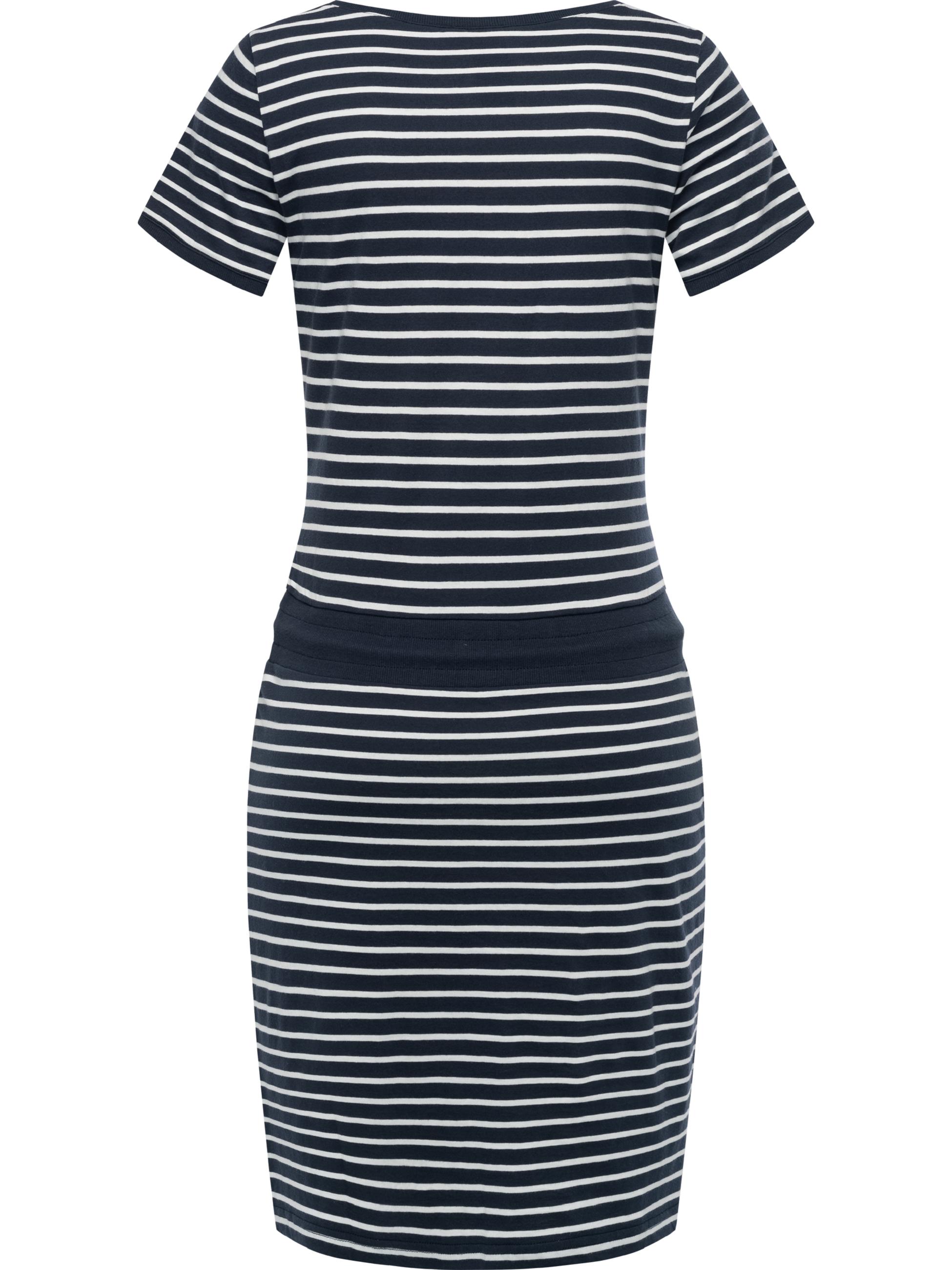 gestreiftes Kleid mit Taillenkordel "Baomi" Navy