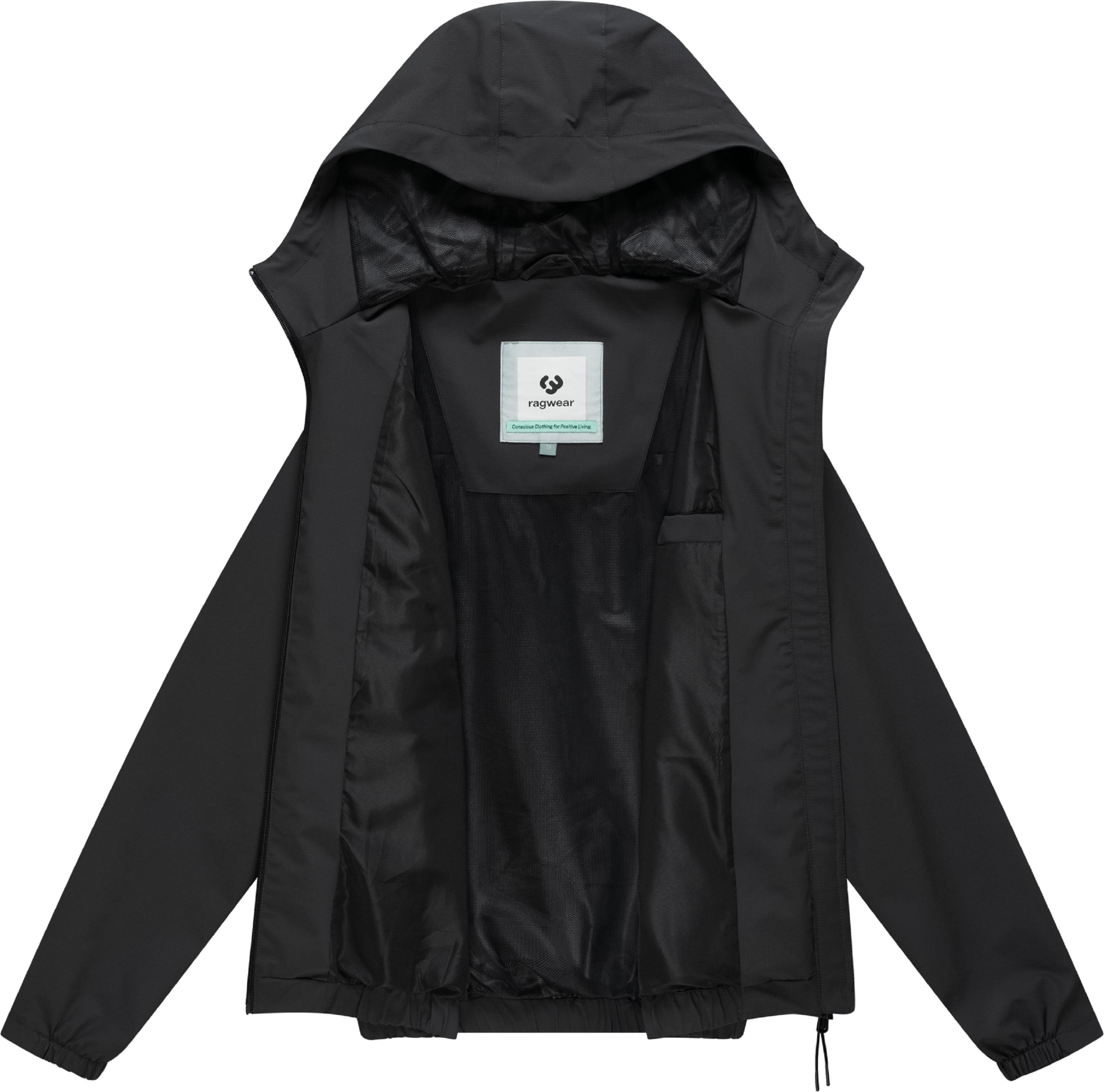 Leichte Funktionsjacke mit verstellbarer Kapuze "Bordos" Black