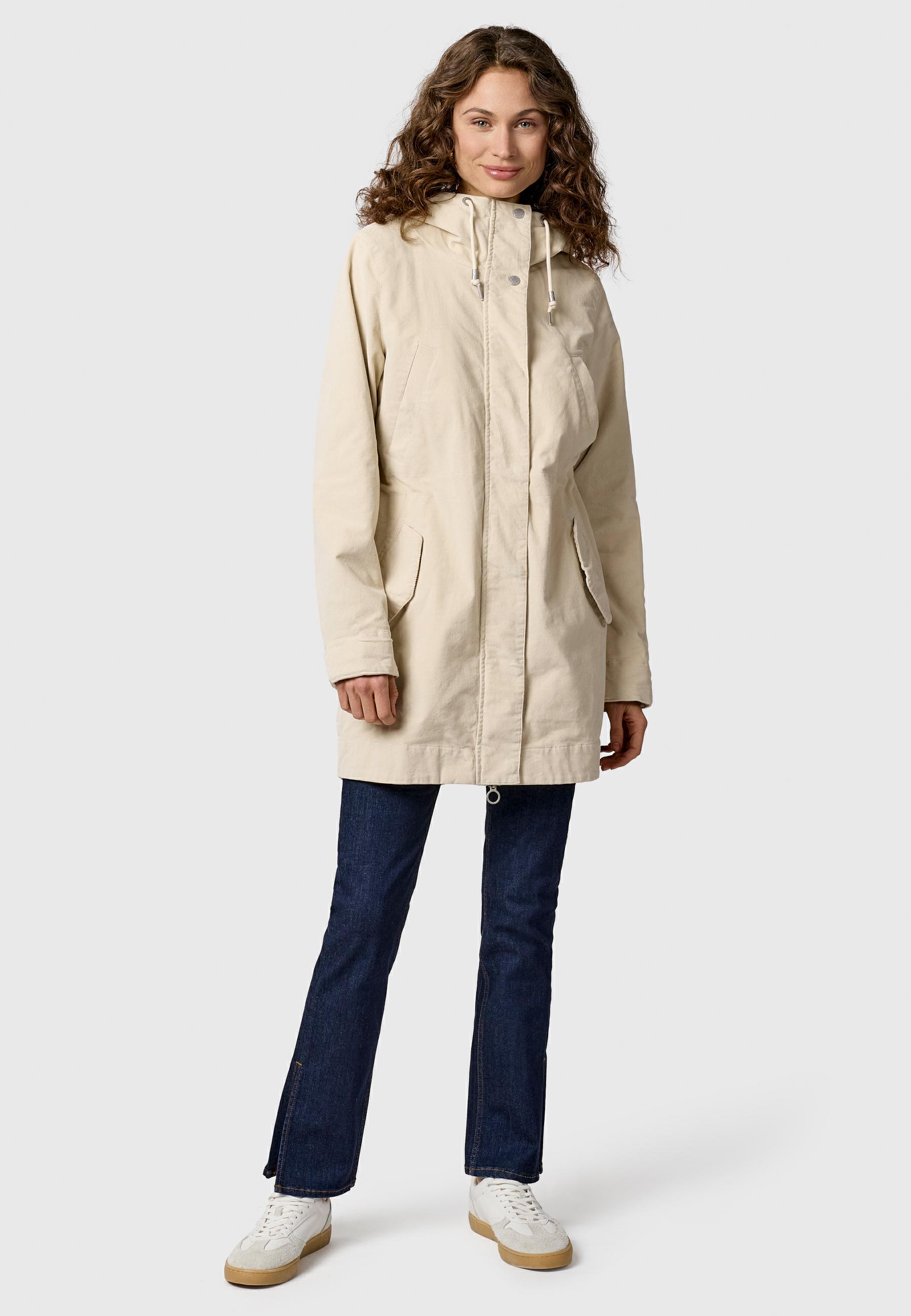 Leichter Kurzmantel mit Taillenzugband "Cannas Cordy YOUMODO" Ecru