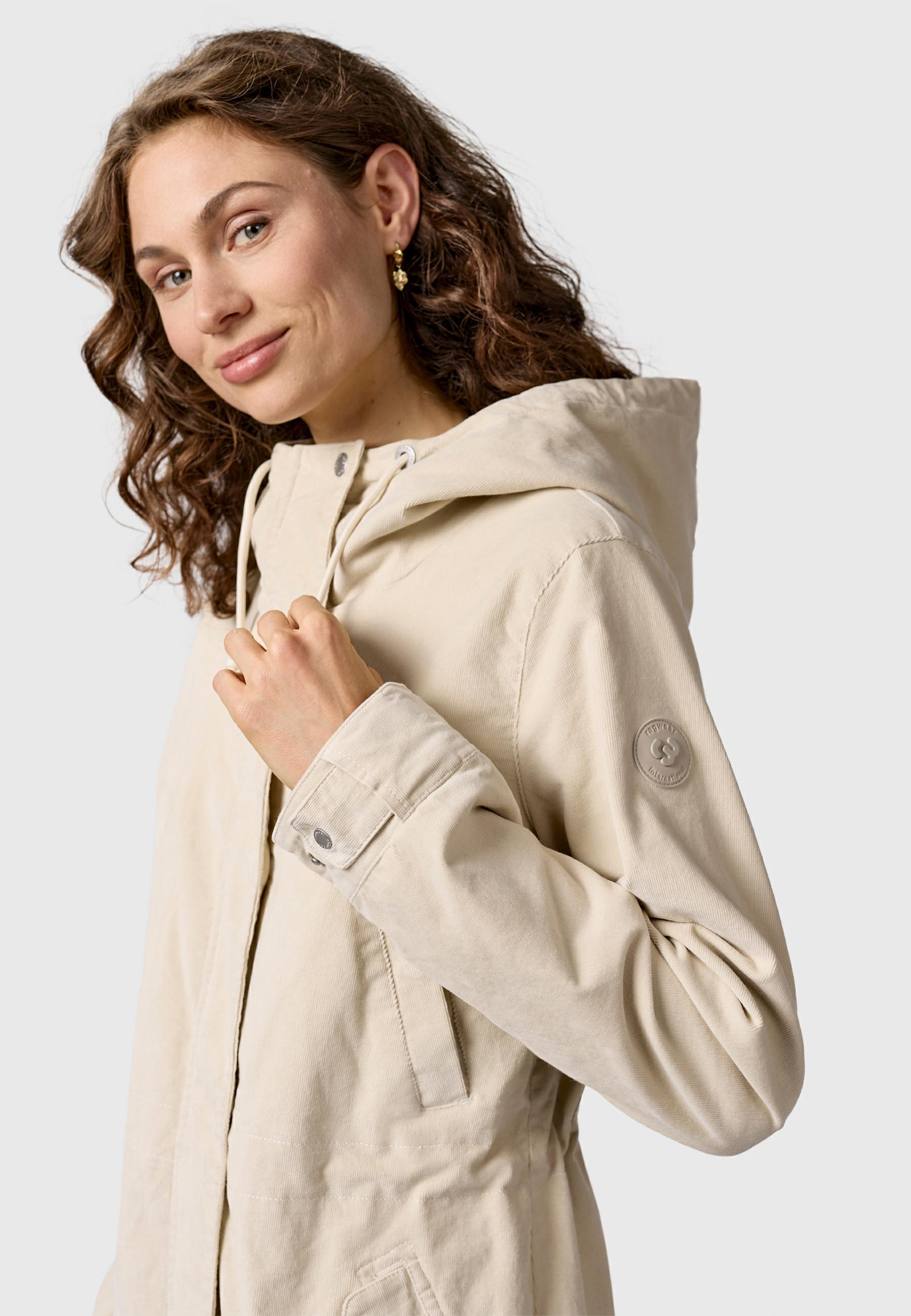 Leichter Kurzmantel mit Taillenzugband "Cannas Cordy YOUMODO" Ecru