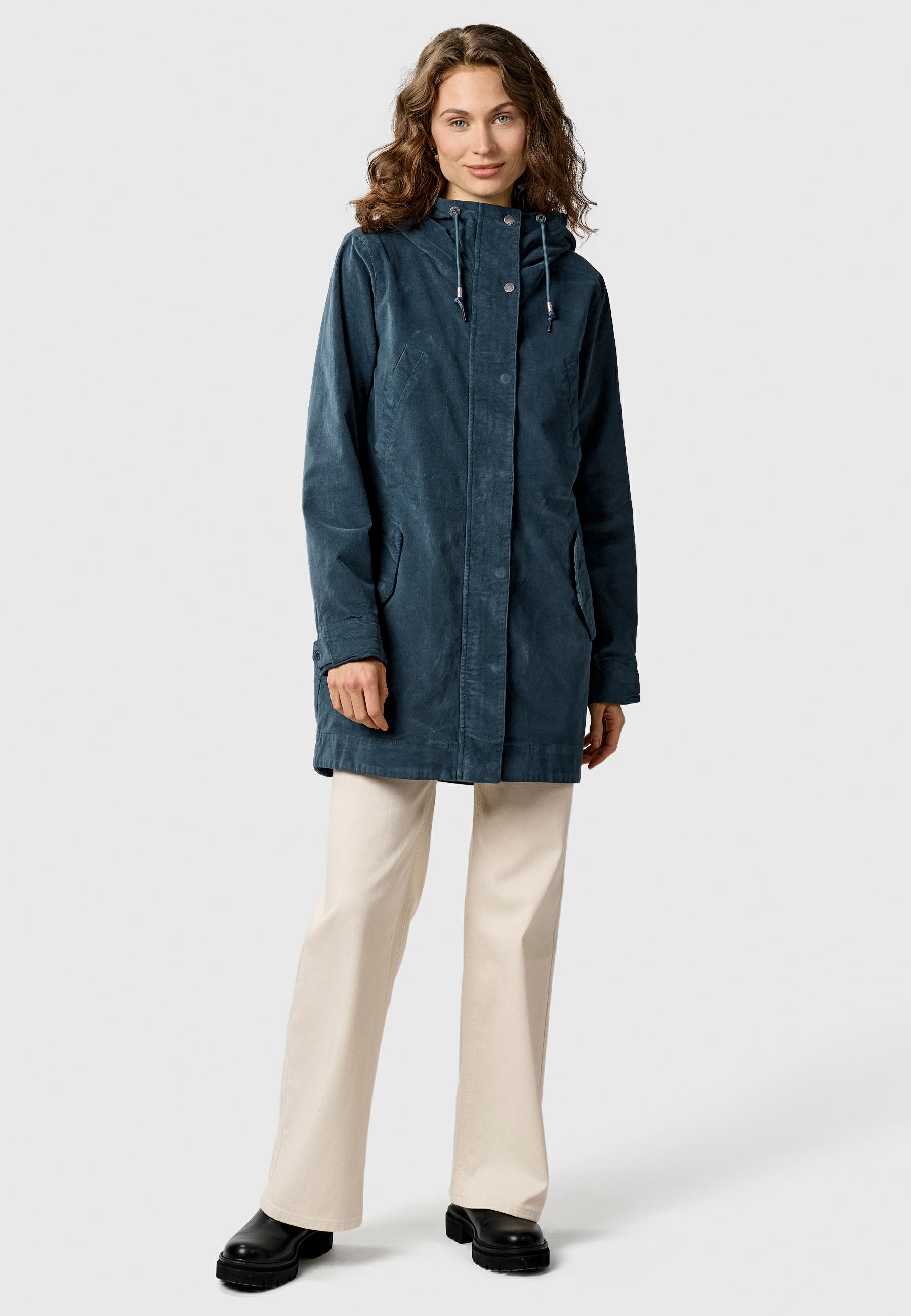 Leichter Kurzmantel mit Taillenzugband "Cannas Cordy YOUMODO" Petrol