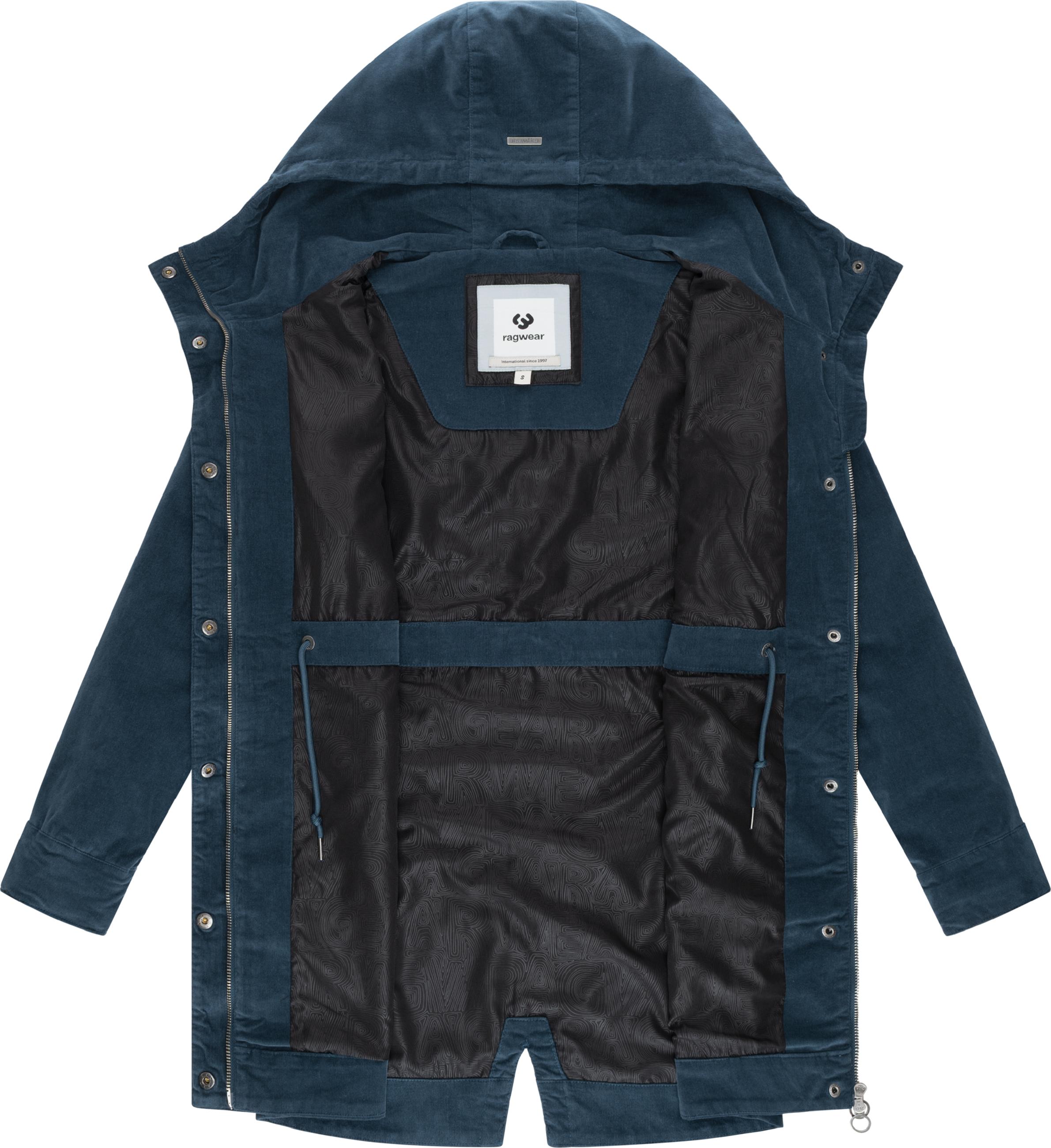 Leichter Kurzmantel mit Taillenzugband "Cannas Cordy YOUMODO" Petrol