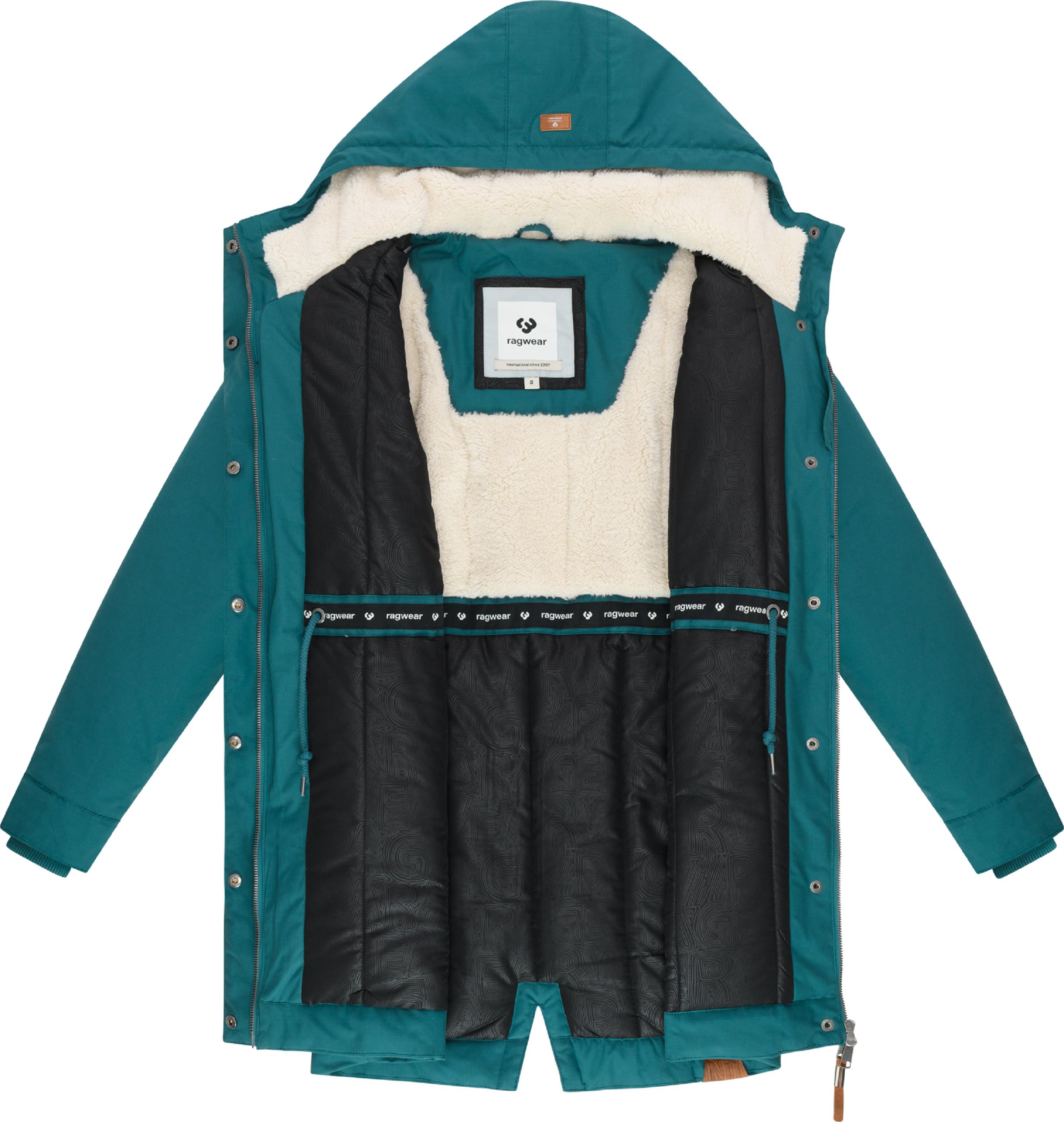 Winter Kurzmantel mit verstellbarer Kapuze "Cannas YOUMODO" Ocean Green