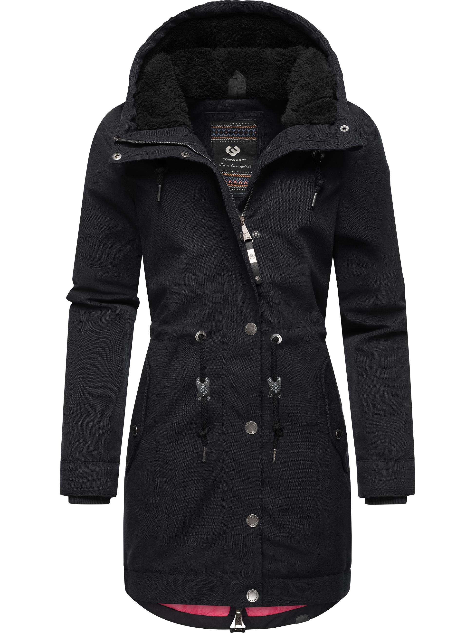 Wintermantel mit Kapuze "Canny Canvas" Black