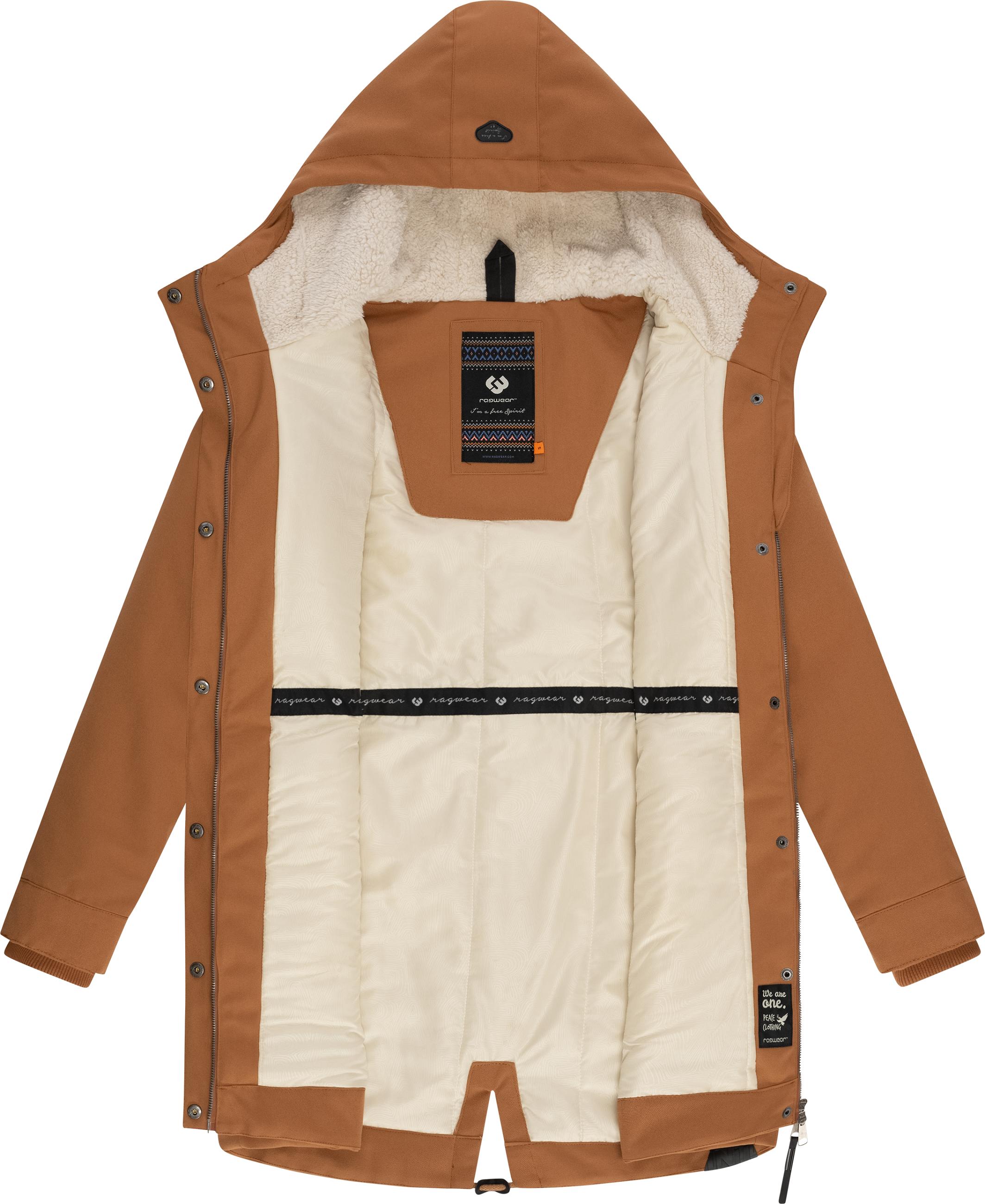 Wintermantel mit Kapuze "Canny Canvas" Brown Sugar