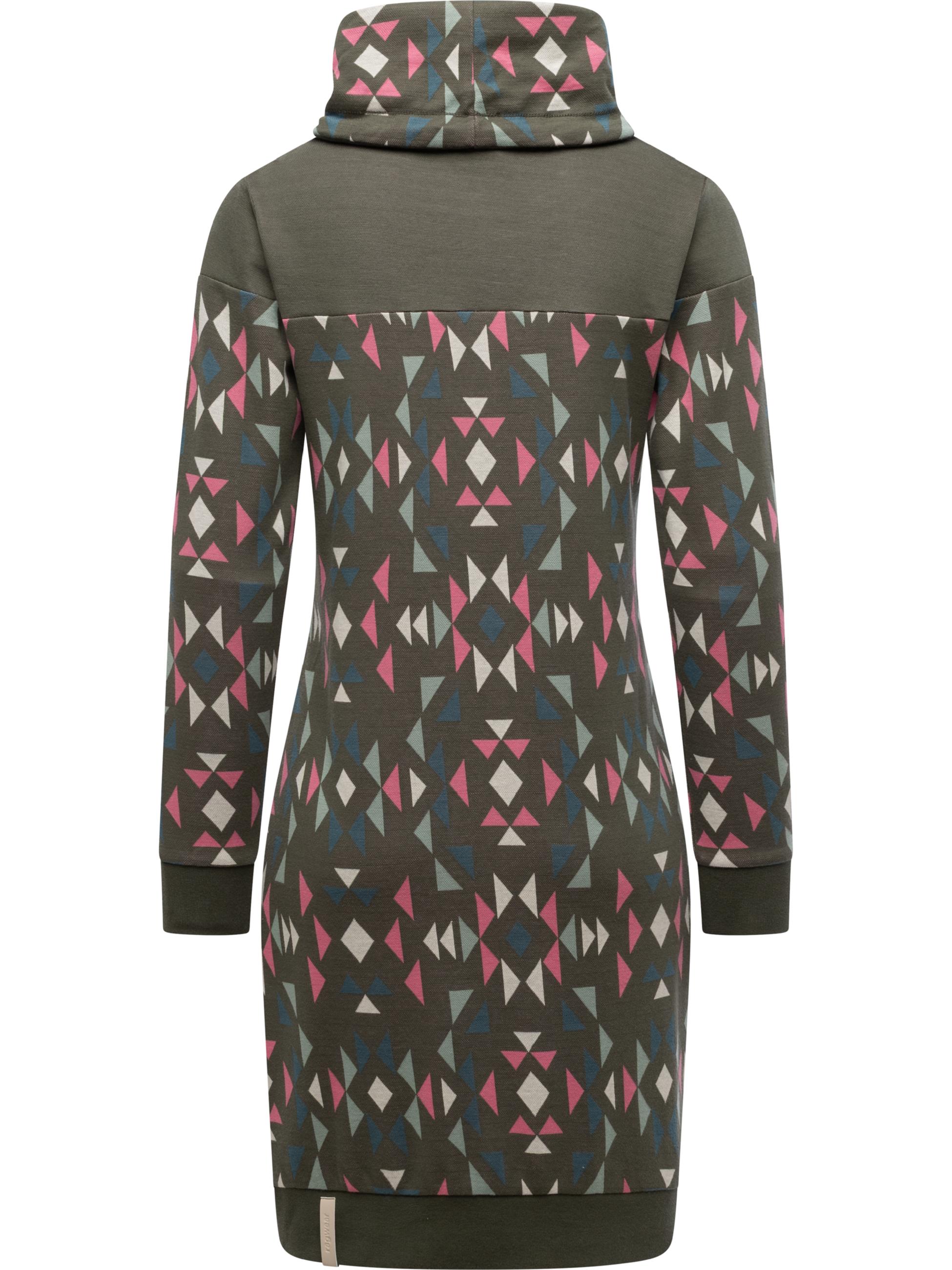 Jersey Kleid mit Schlauchkragen "Chlloe Aztec YOUMODO" Dark Olive