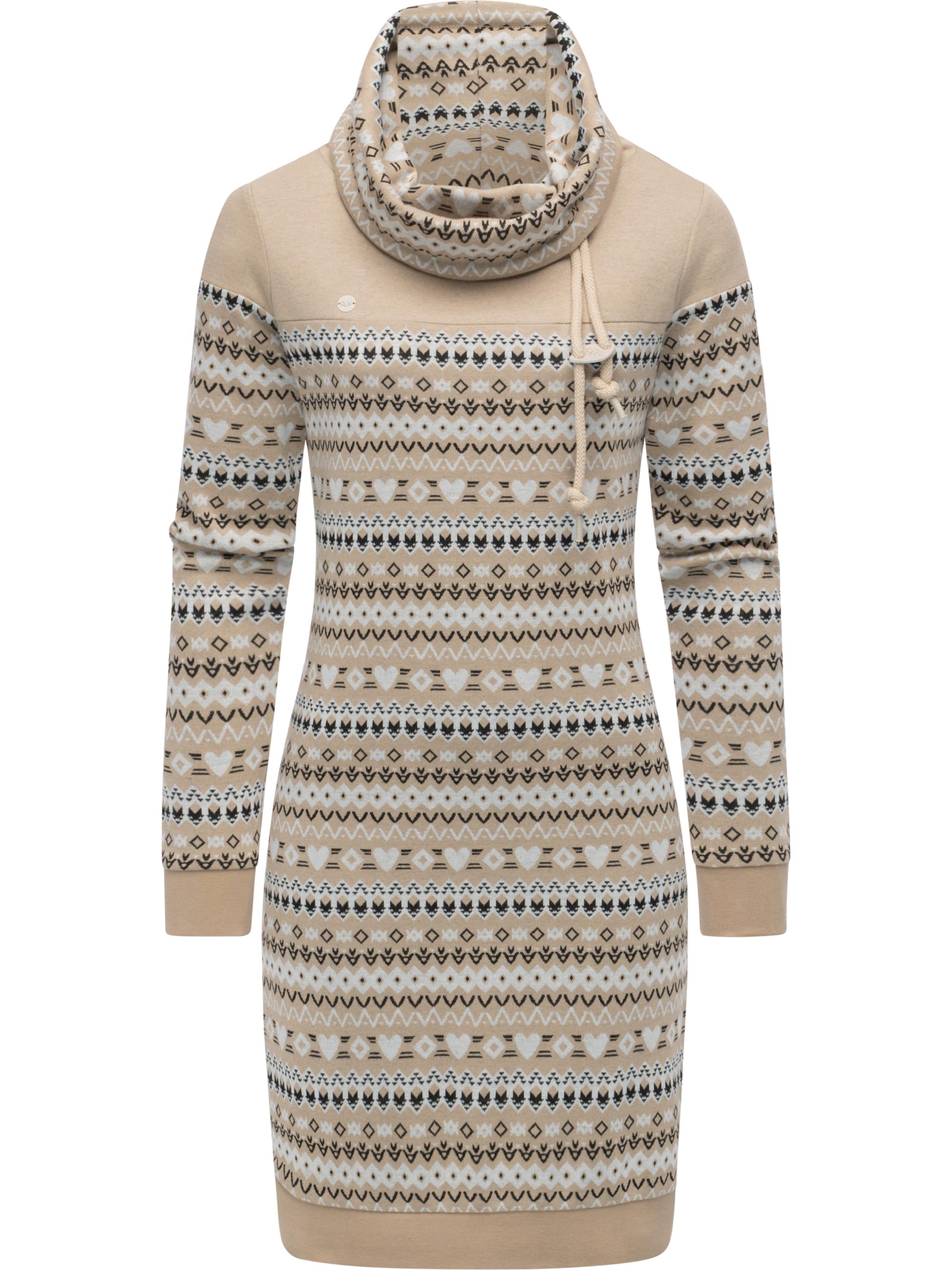 Jersey Kleid mit Schlauchkragen "Chlloe Jacquard YOUMODO" Beige