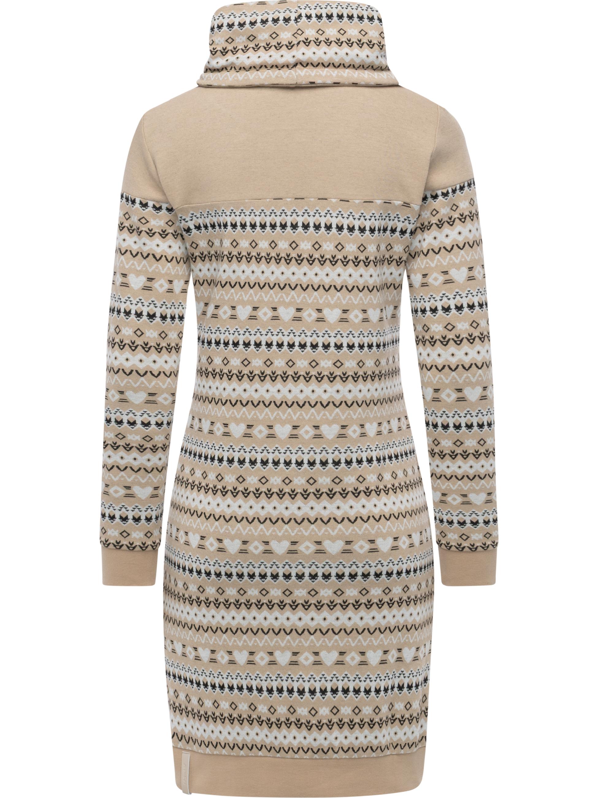 Jersey Kleid mit Schlauchkragen "Chlloe Jacquard YOUMODO" Beige