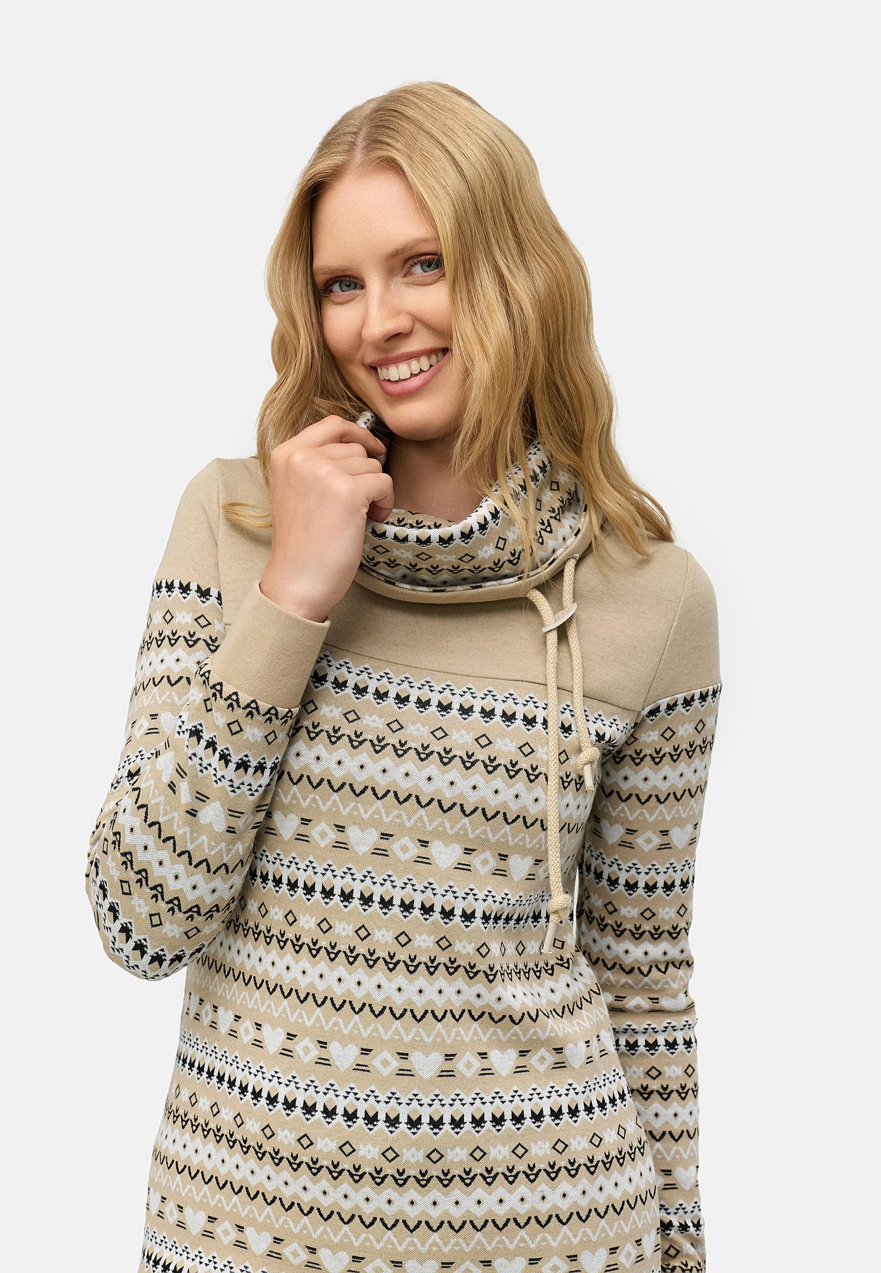 Jersey Kleid mit Schlauchkragen "Chlloe Jacquard YOUMODO" Beige