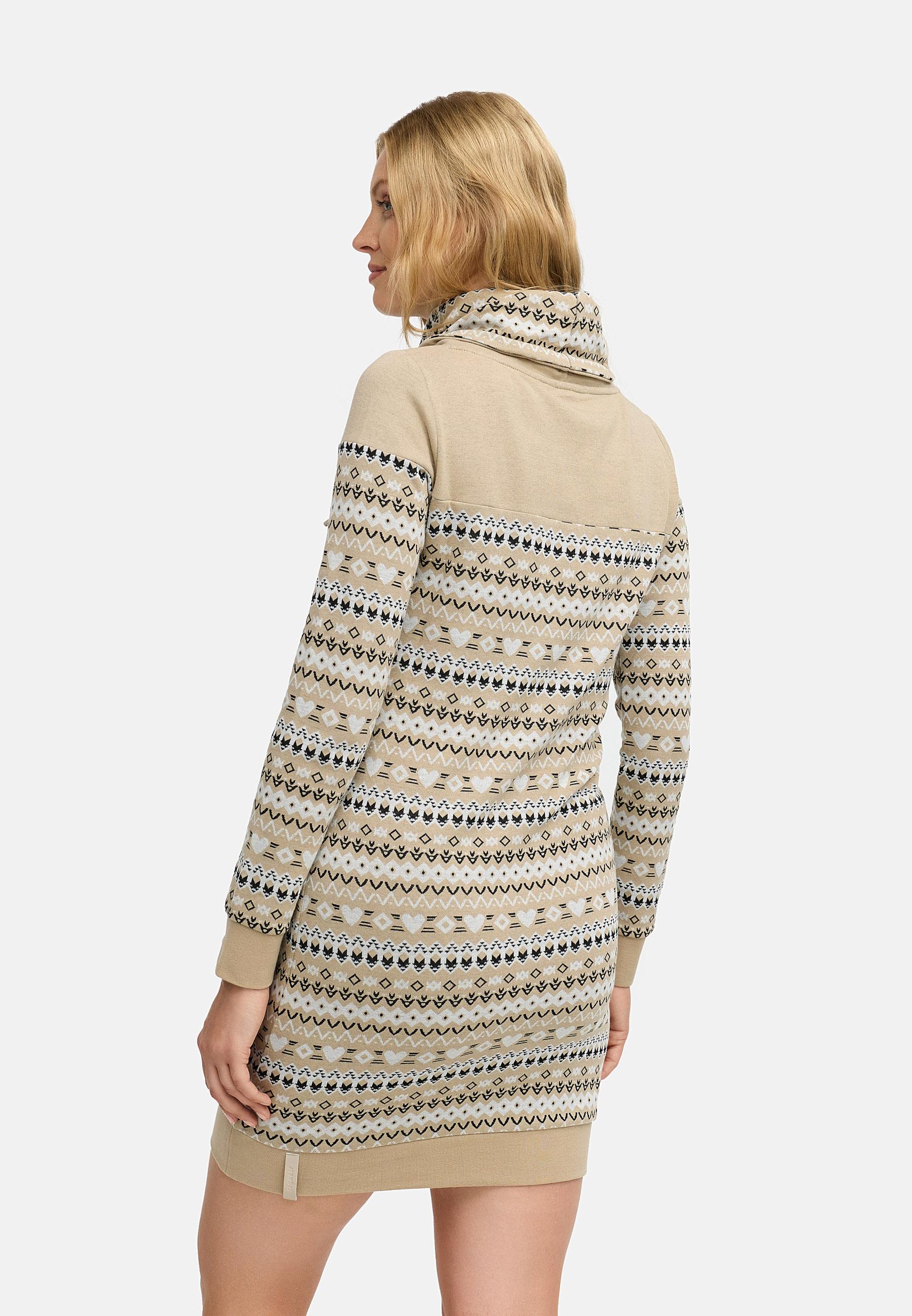 Jersey Kleid mit Schlauchkragen "Chlloe Jacquard YOUMODO" Beige