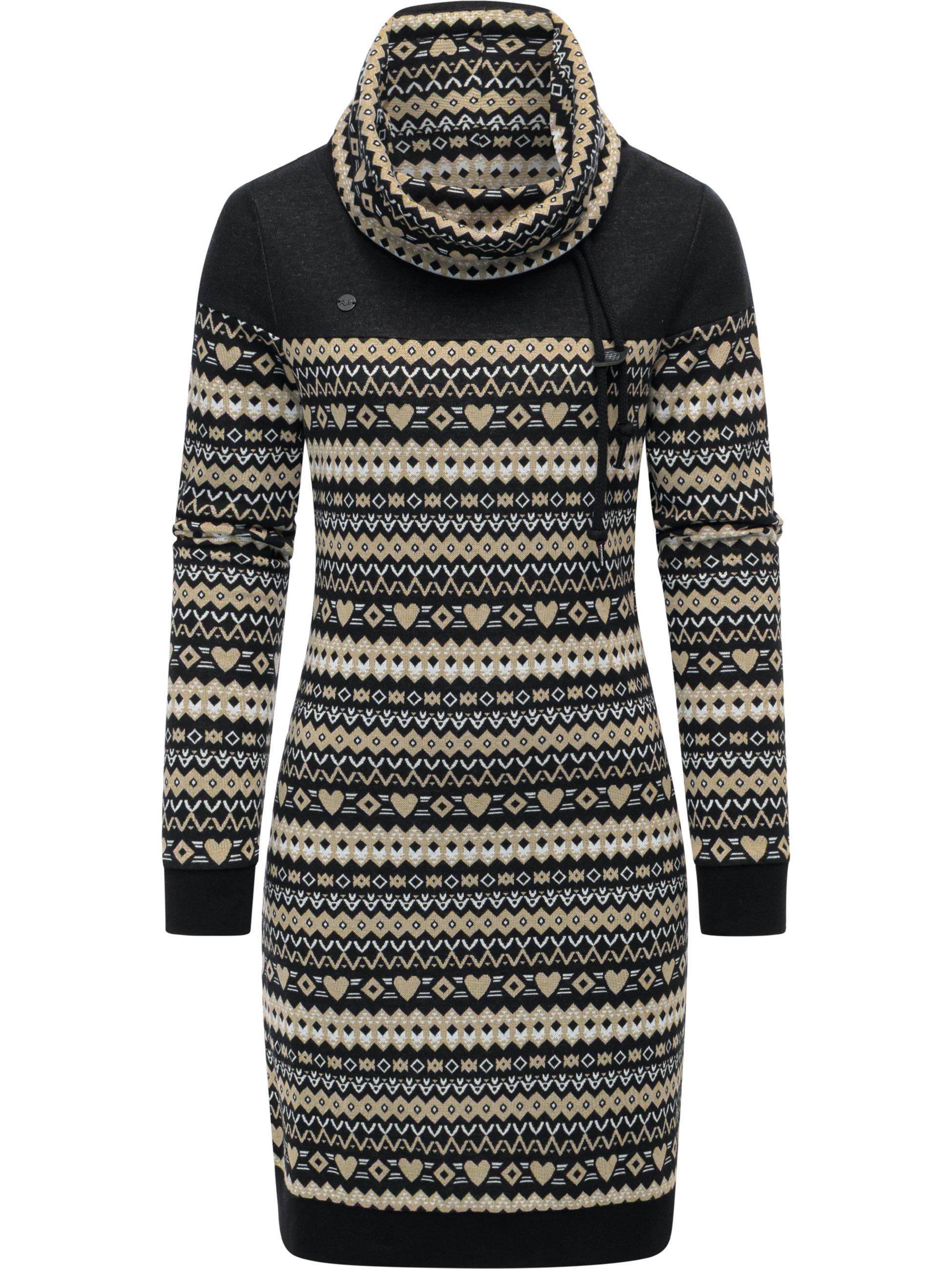 Jersey Kleid mit Schlauchkragen "Chlloe Jacquard YOUMODO" Black