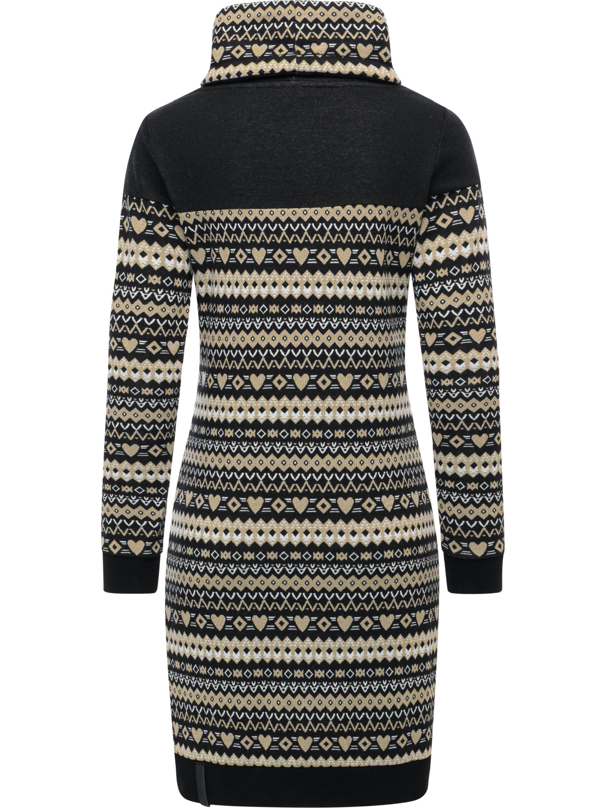 Jersey Kleid mit Schlauchkragen "Chlloe Jacquard YOUMODO" Black