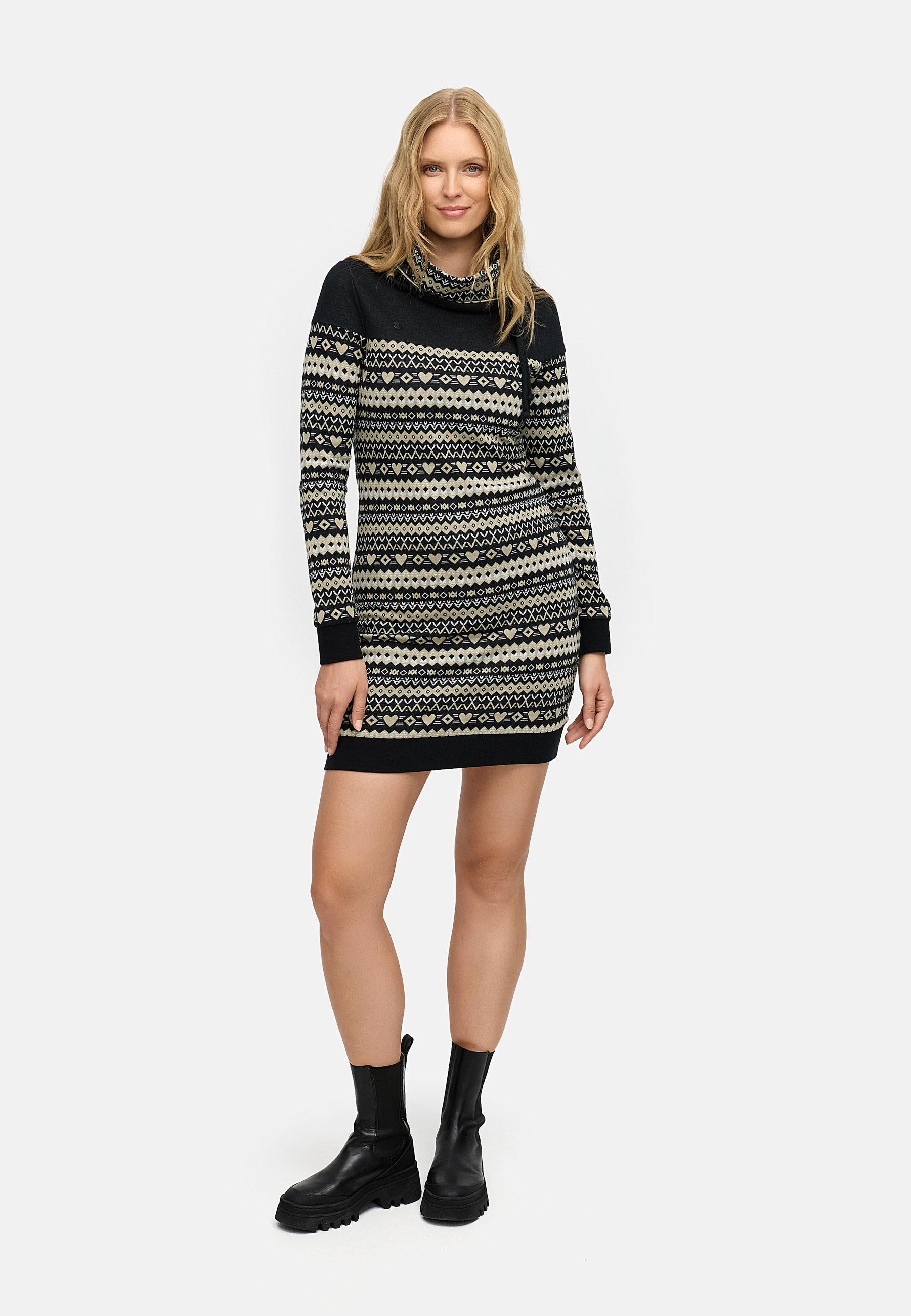 Jersey Kleid mit Schlauchkragen "Chlloe Jacquard YOUMODO" Black